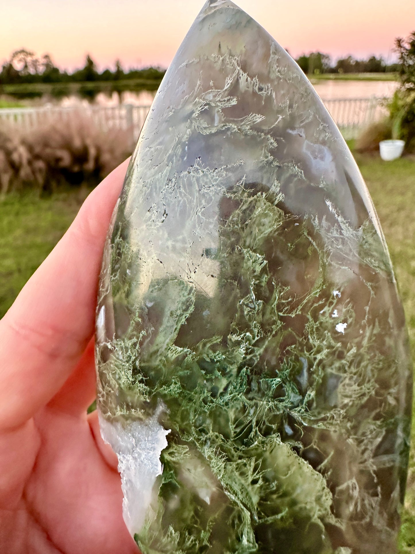 Moss Agate - Freeform with Druzy