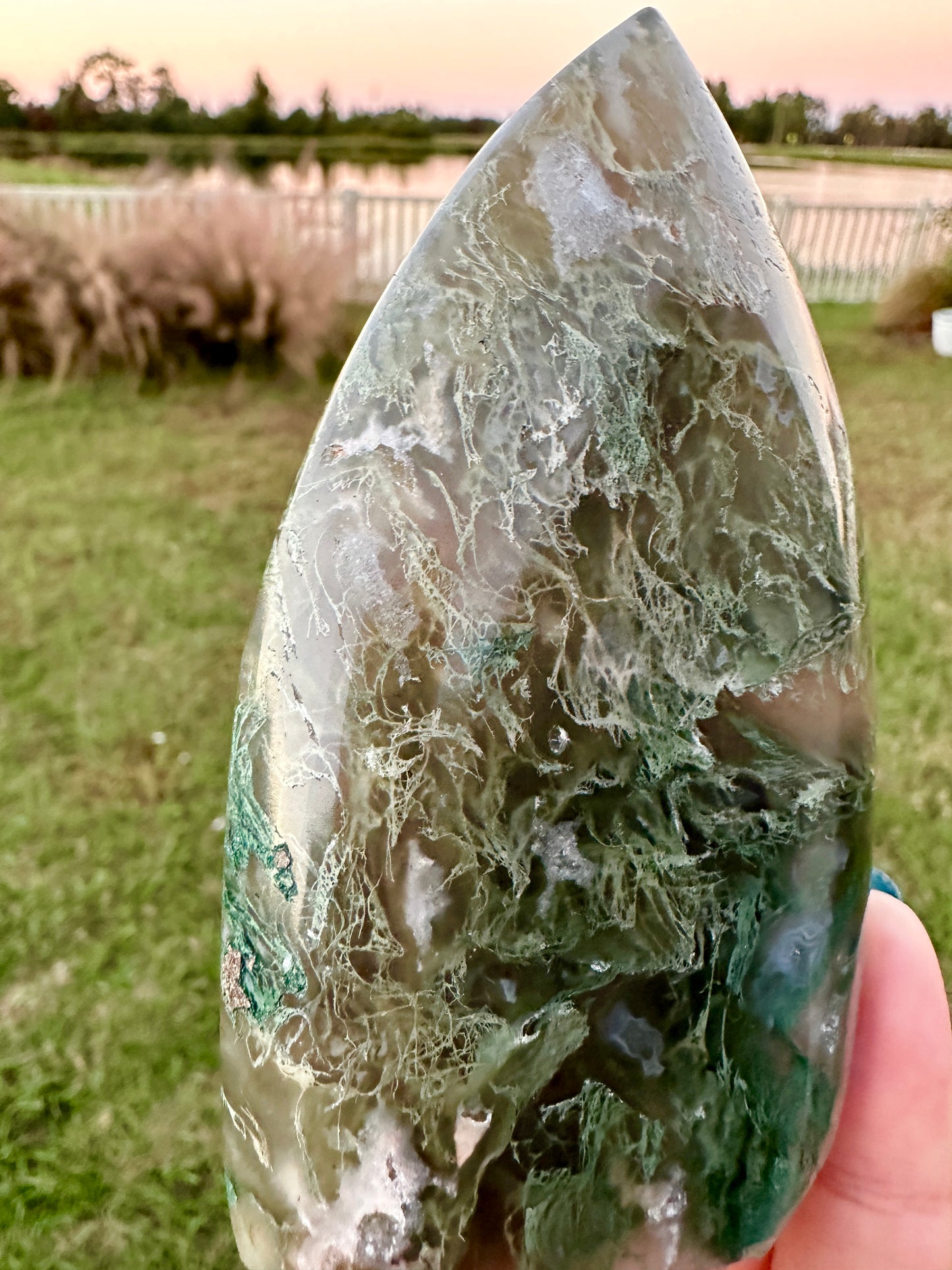 Moss Agate - Freeform with Druzy