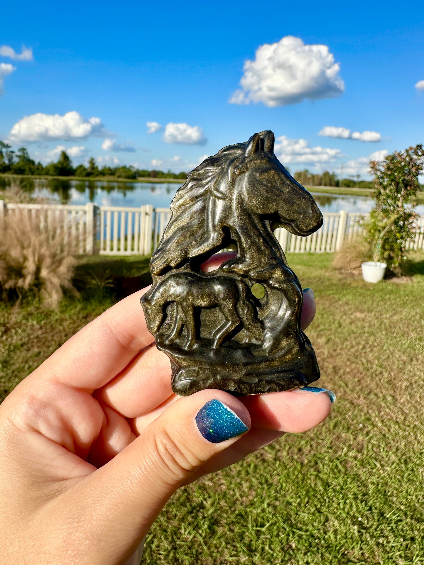 Golden Sheen Obsidian - Horse
