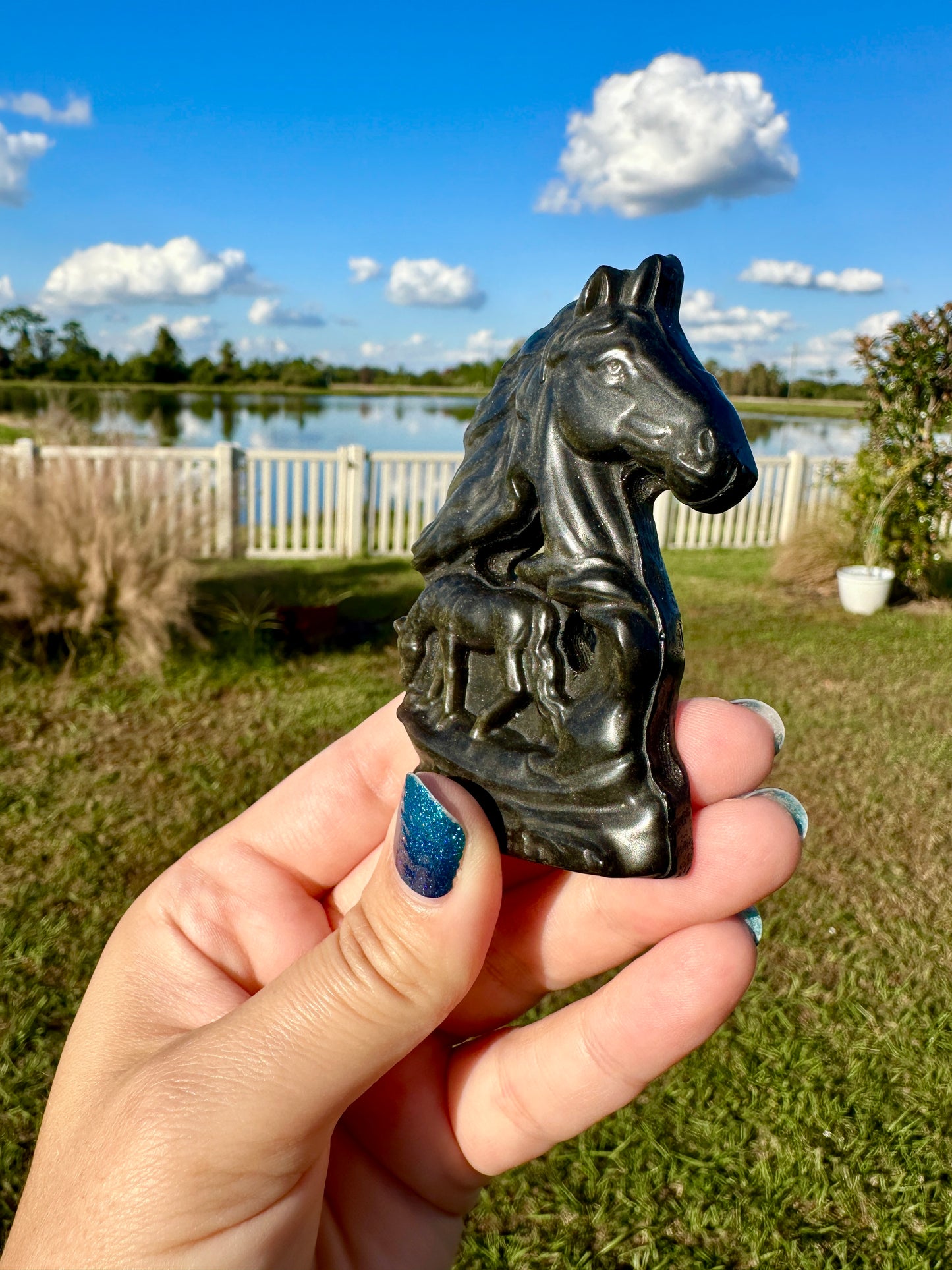 Golden Sheen Obsidian - Horse