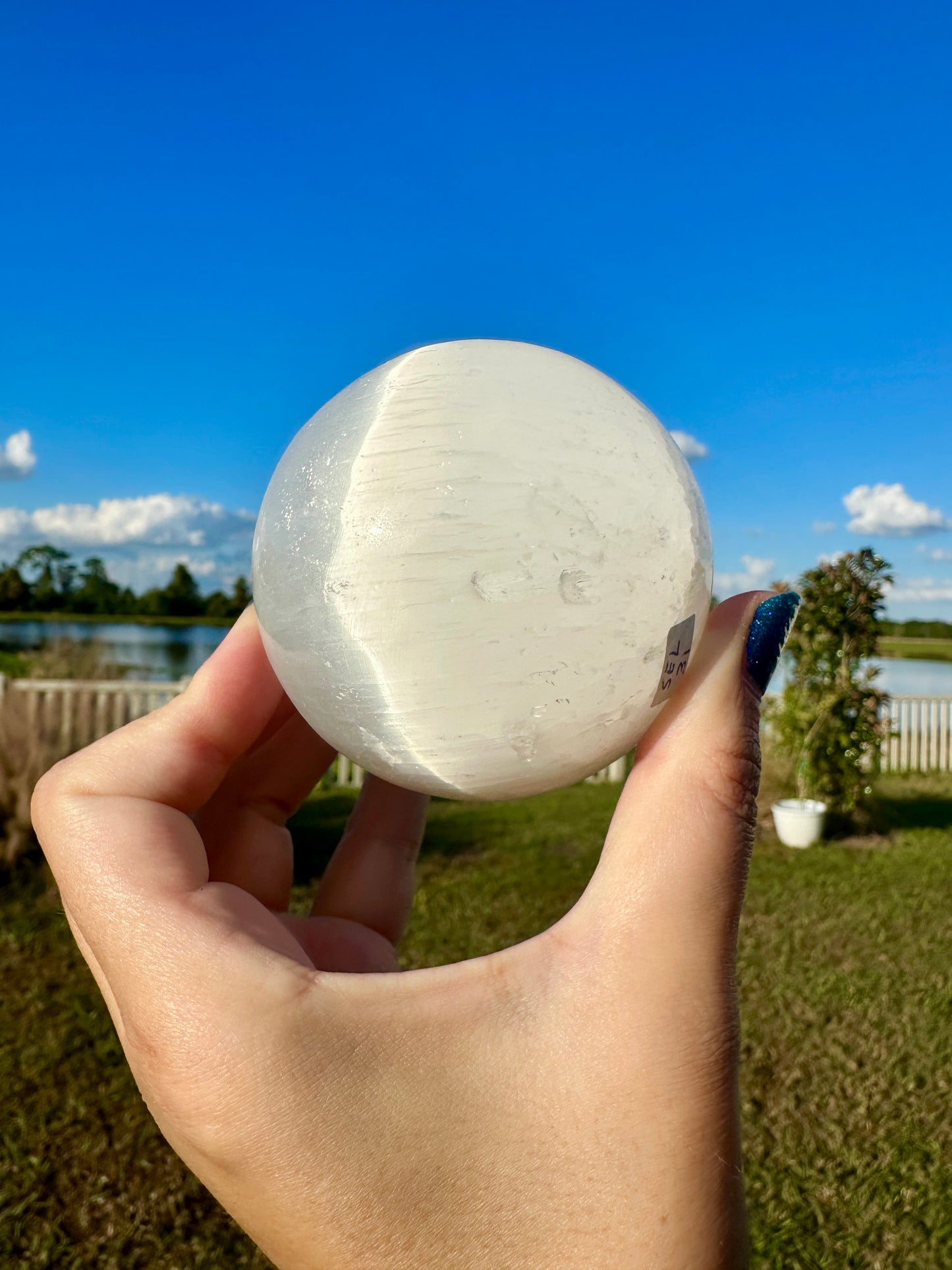 Selenite - Satin Spar - Sphere - 74.6mm