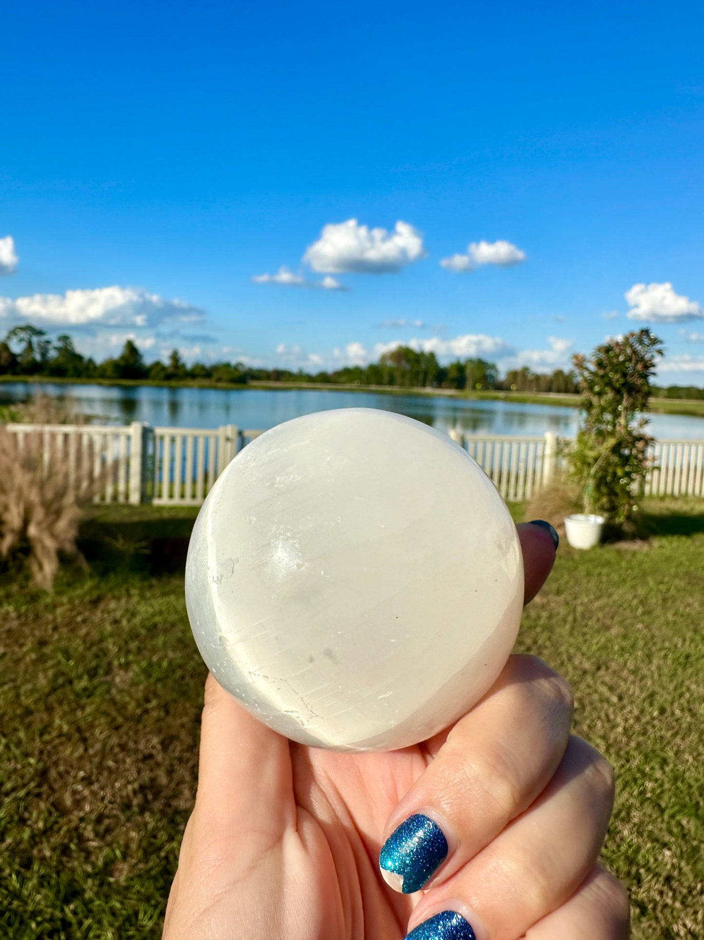 Selenite - Satin Spar - Sphere - 74.6mm