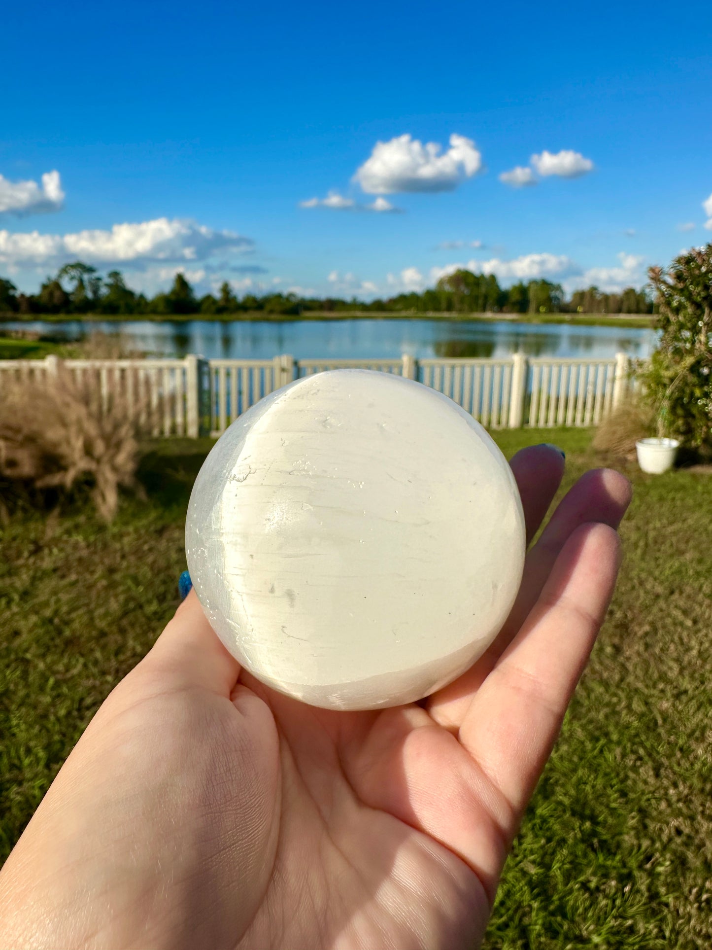Selenite - Satin Spar - Sphere - 74.6mm