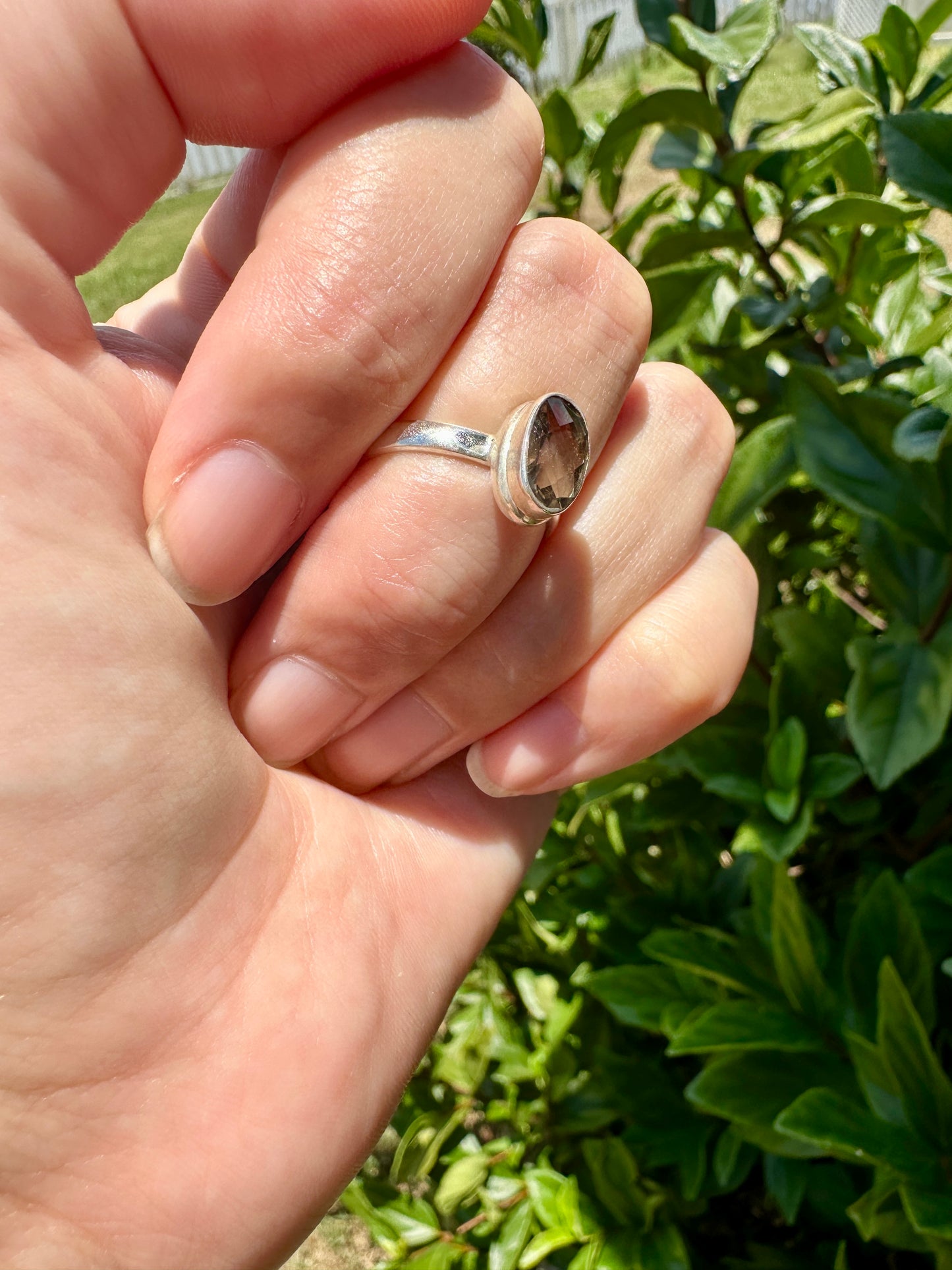 Elegant Smoky Quartz Sterling Silver Ring - Size 7, Sophisticated Handcrafted Jewelry for Grounding and Protection