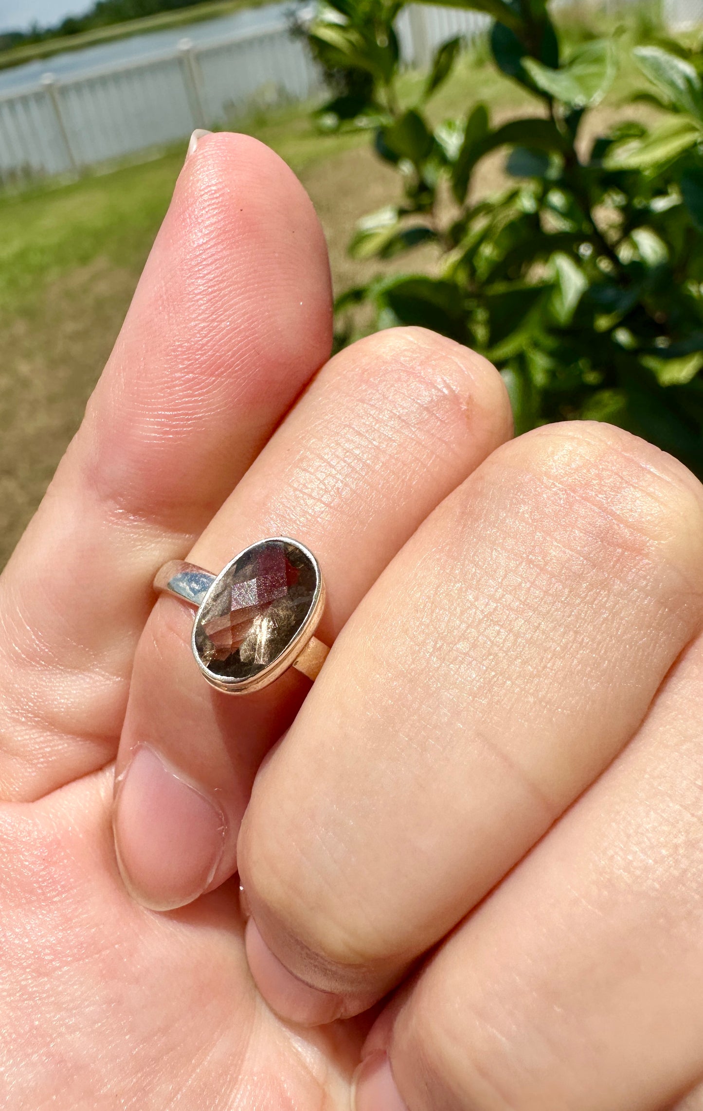 Elegant Smoky Quartz Sterling Silver Ring - Size 7, Sophisticated Handcrafted Jewelry for Grounding and Protection