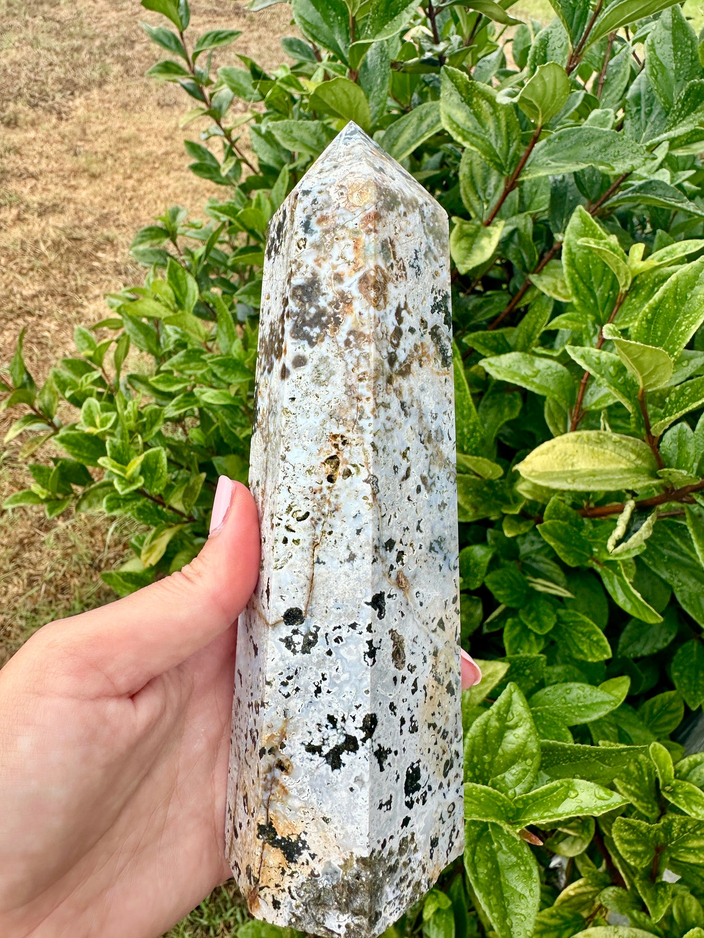Stunning Ocean Jasper Tower β Natural Jasper Crystal Point β Healing Stone β Meditation Tool β Unique Home Decor β Chakra Balancing Tower