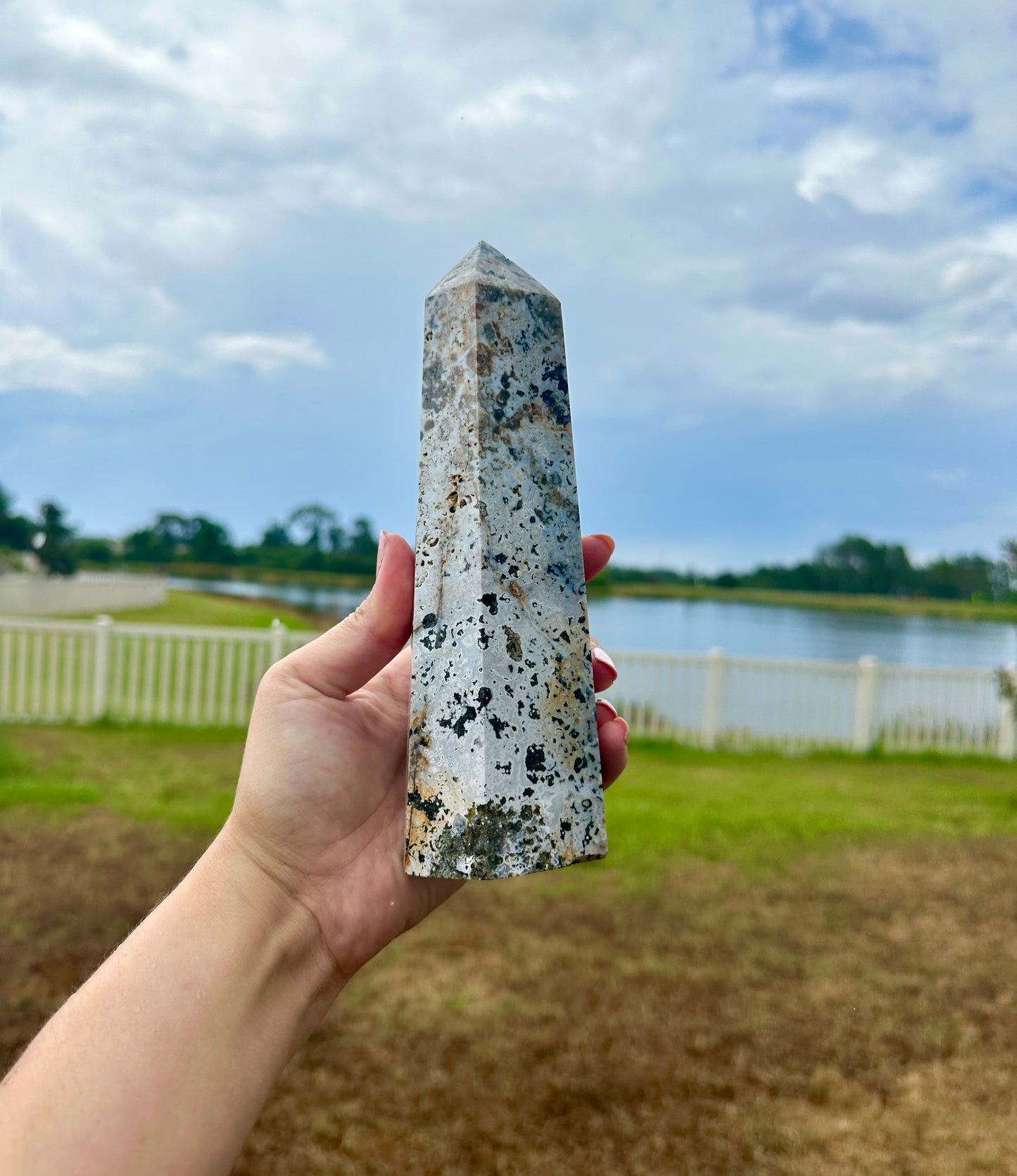 Stunning Ocean Jasper Tower β Natural Jasper Crystal Point β Healing Stone β Meditation Tool β Unique Home Decor β Chakra Balancing Tower
