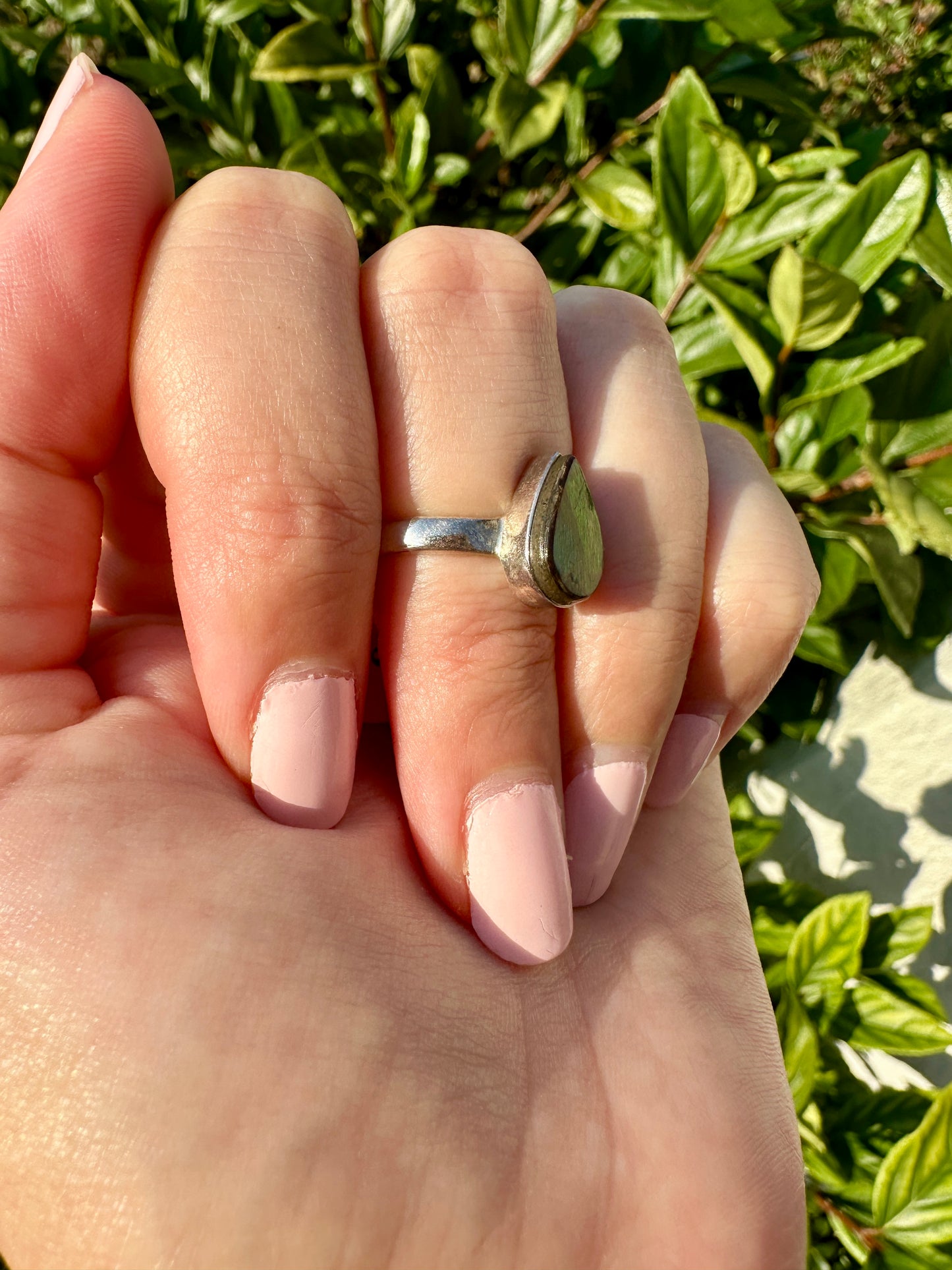 Ammolite Ring in Sterling Silver - Radiant Size 7.25 - A Dazzling Display of Color, Perfect for Adding a Touch of Elegance to Any Outfit