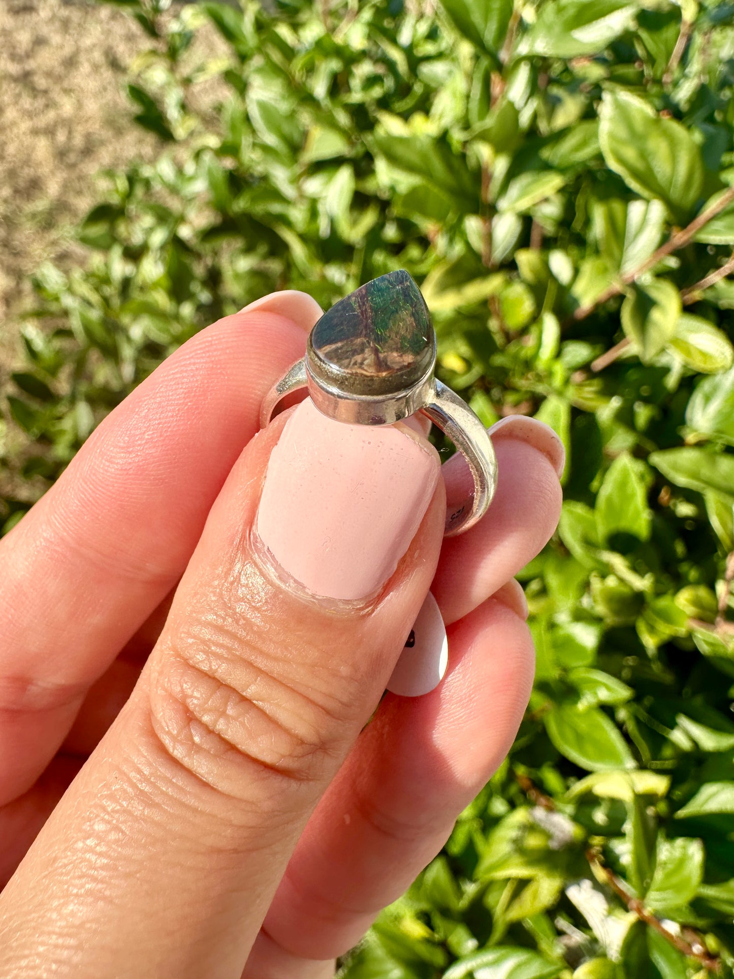 Ammolite Ring in Sterling Silver - Radiant Size 7.25 - A Dazzling Display of Color, Perfect for Adding a Touch of Elegance to Any Outfit