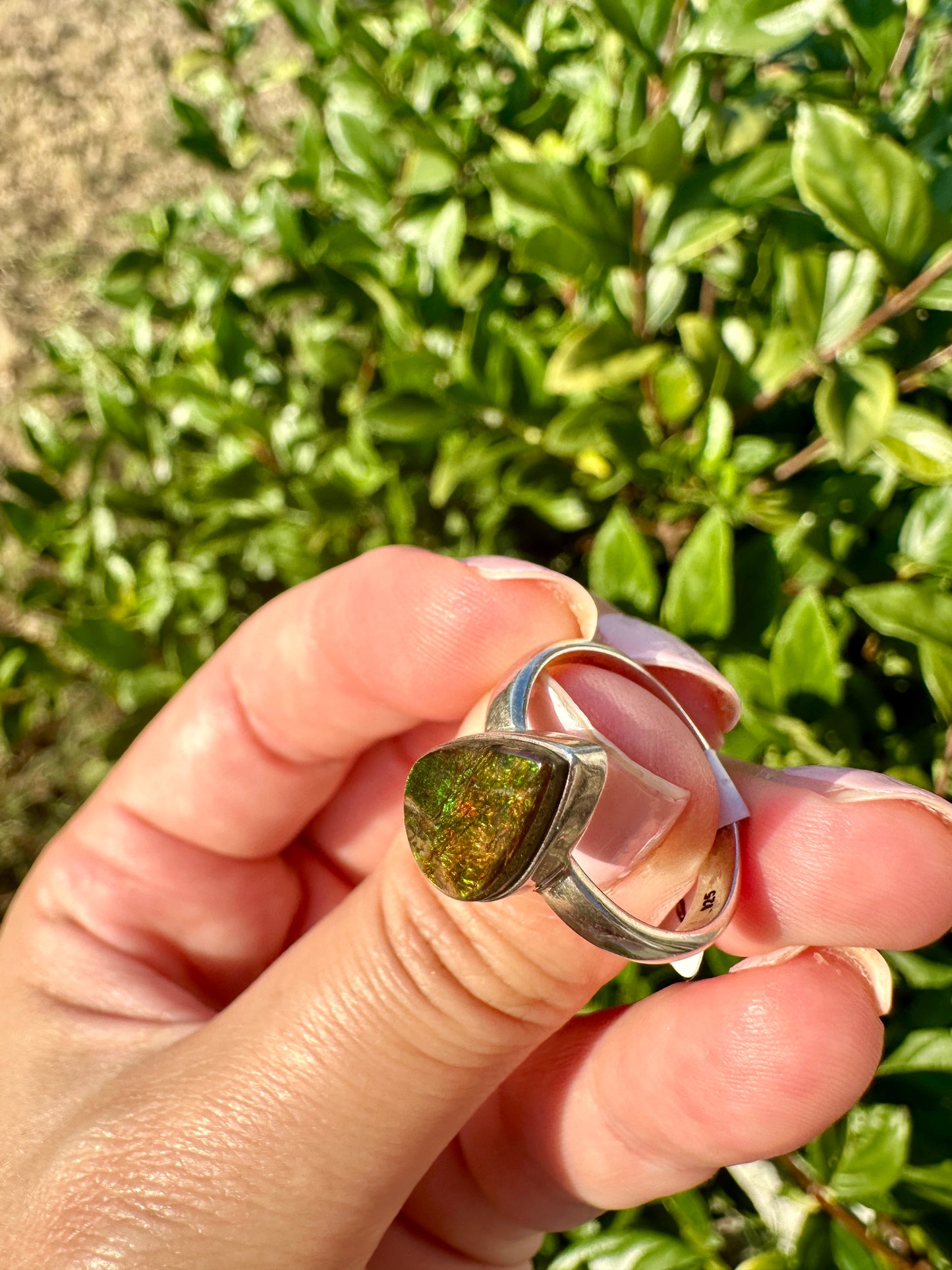 Ammolite Ring in Sterling Silver - Radiant Size 7.25 - A Dazzling Display of Color, Perfect for Adding a Touch of Elegance to Any Outfit