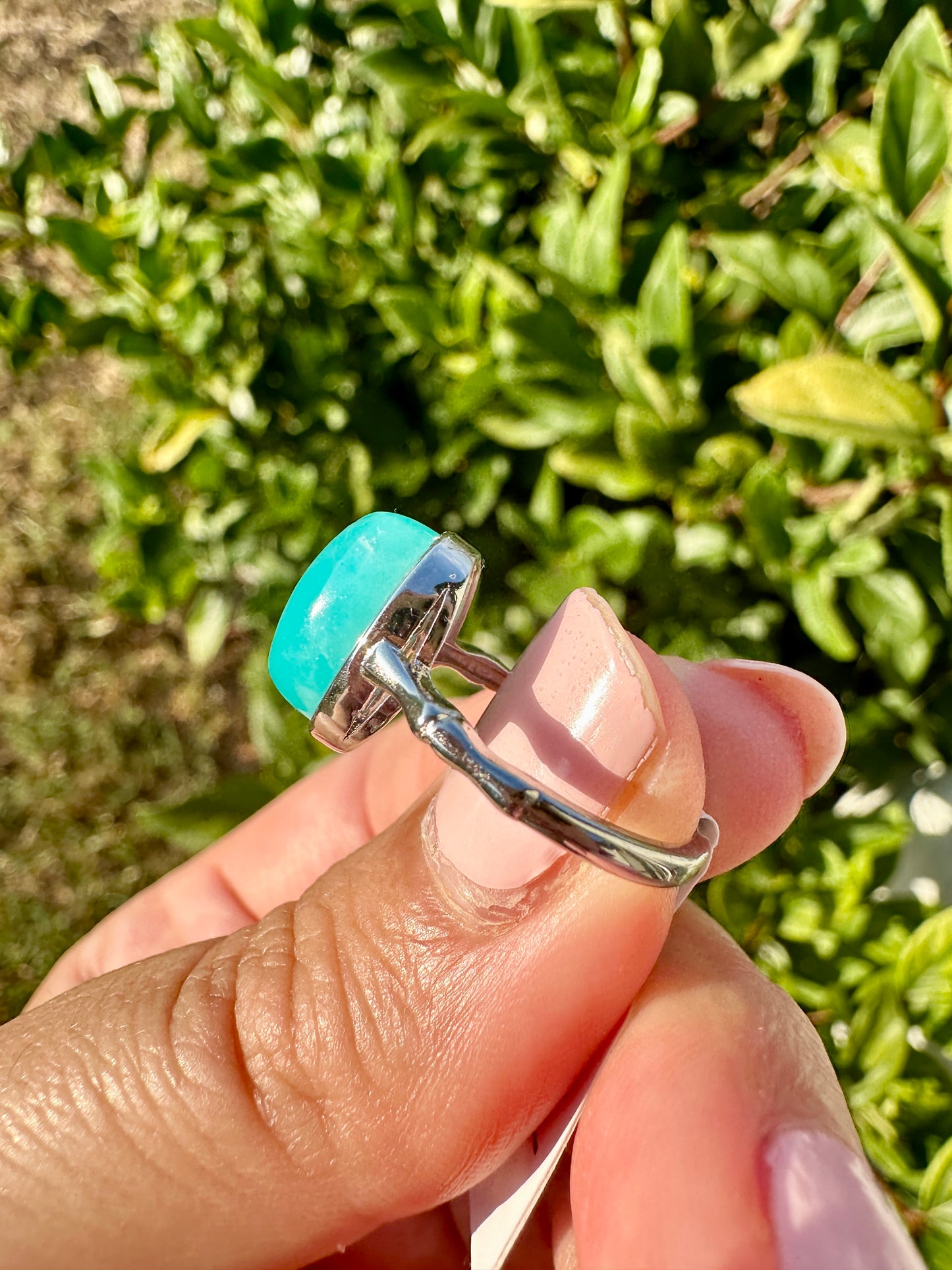 Stylish Amazonite Adjustable Silver Band Ring ā Natural Amazonite Gemstone ā Elegant Boho Jewelry ā Unique Gift for Her ā Fashion Statement Ring