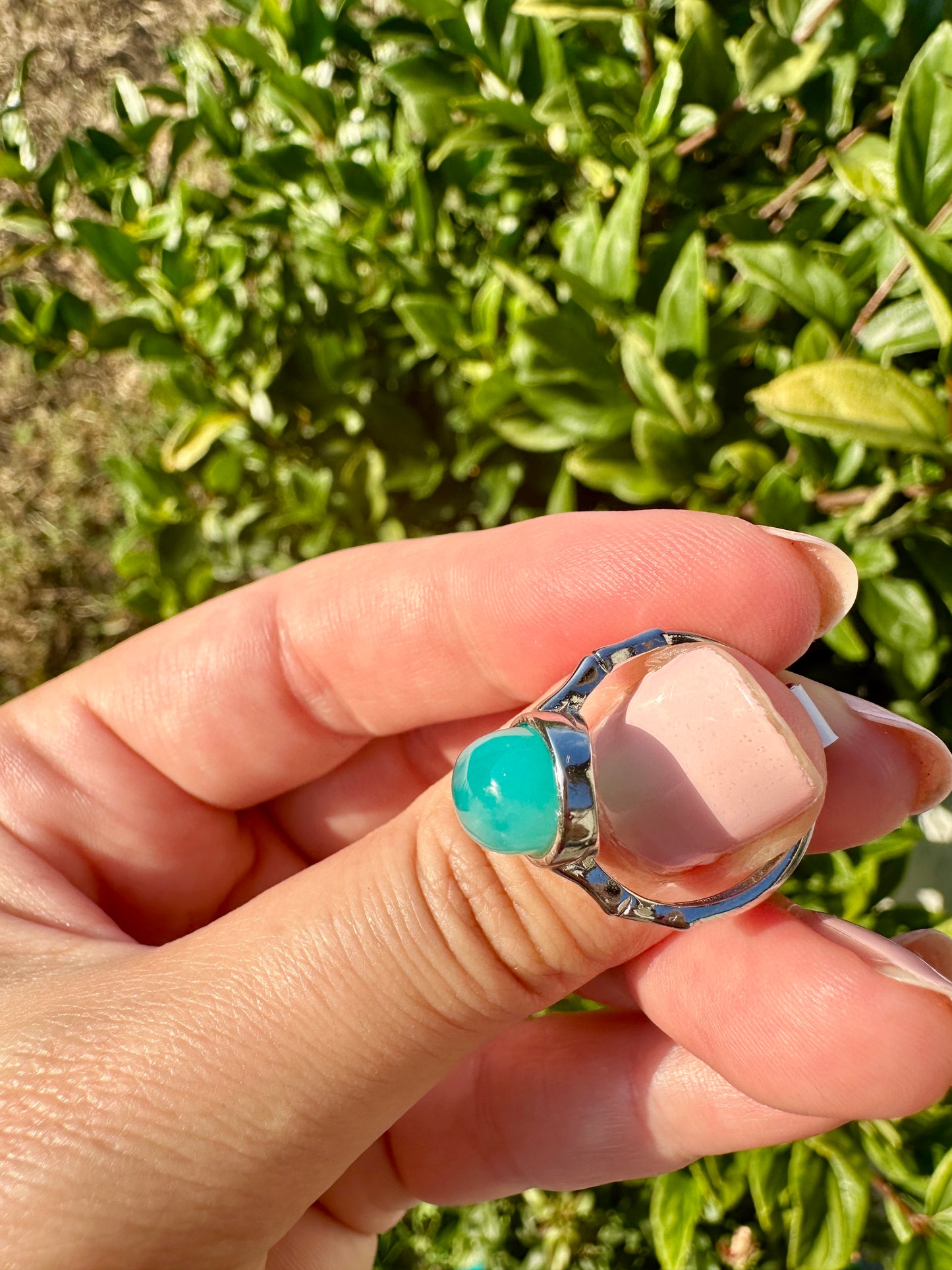 Stylish Amazonite Adjustable Silver Band Ring ā Natural Amazonite Gemstone ā Elegant Boho Jewelry ā Unique Gift for Her ā Fashion Statement Ring