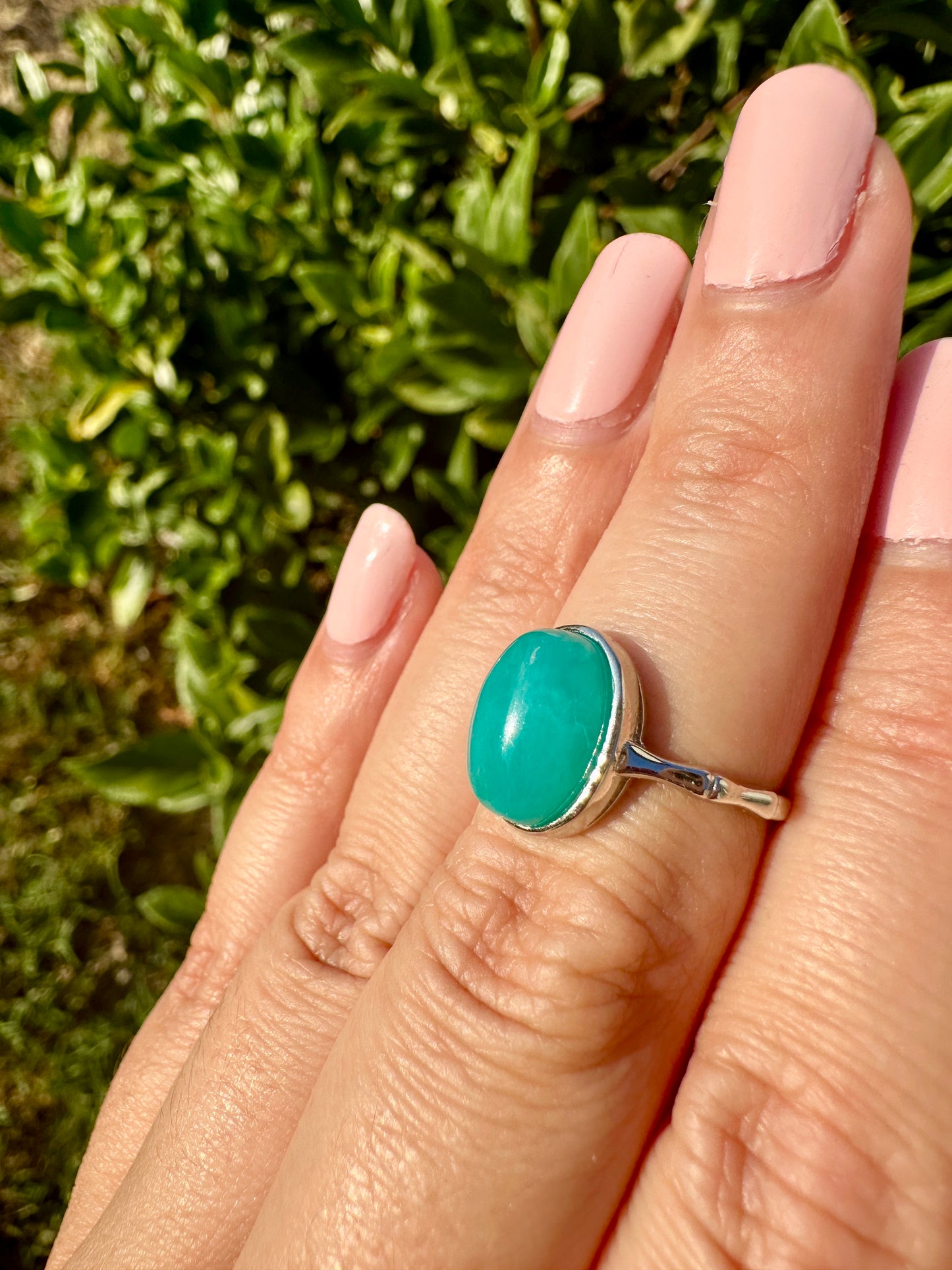 Stylish Amazonite Adjustable Silver Band Ring ā Natural Amazonite Gemstone ā Elegant Boho Jewelry ā Unique Gift for Her ā Fashion Statement Ring