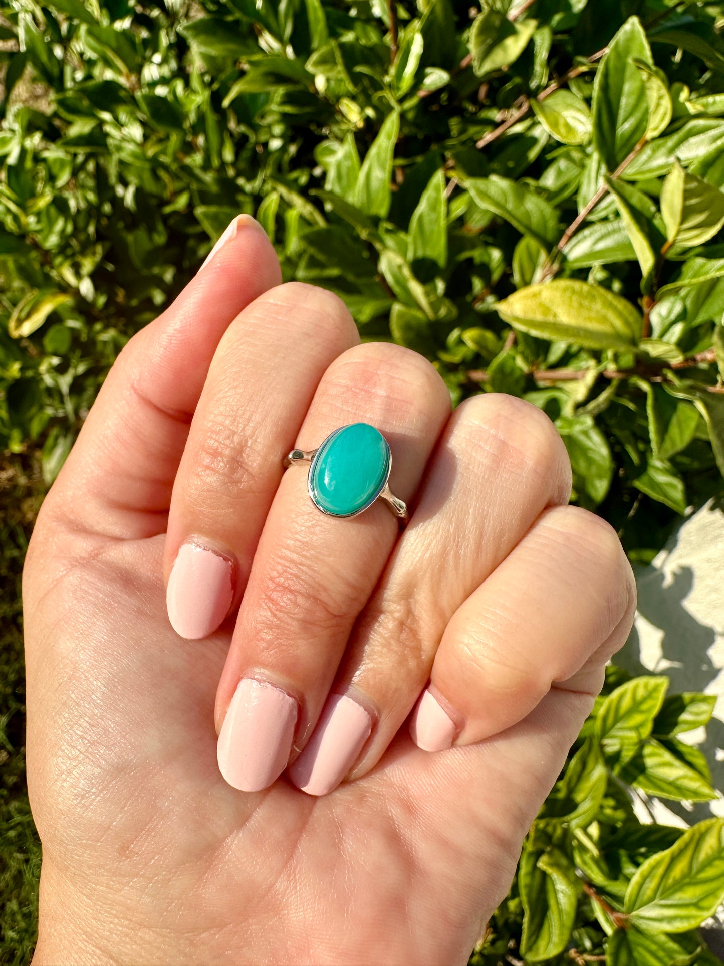 Stylish Amazonite Adjustable Silver Band Ring ā Natural Amazonite Gemstone ā Elegant Boho Jewelry ā Unique Gift for Her ā Fashion Statement Ring