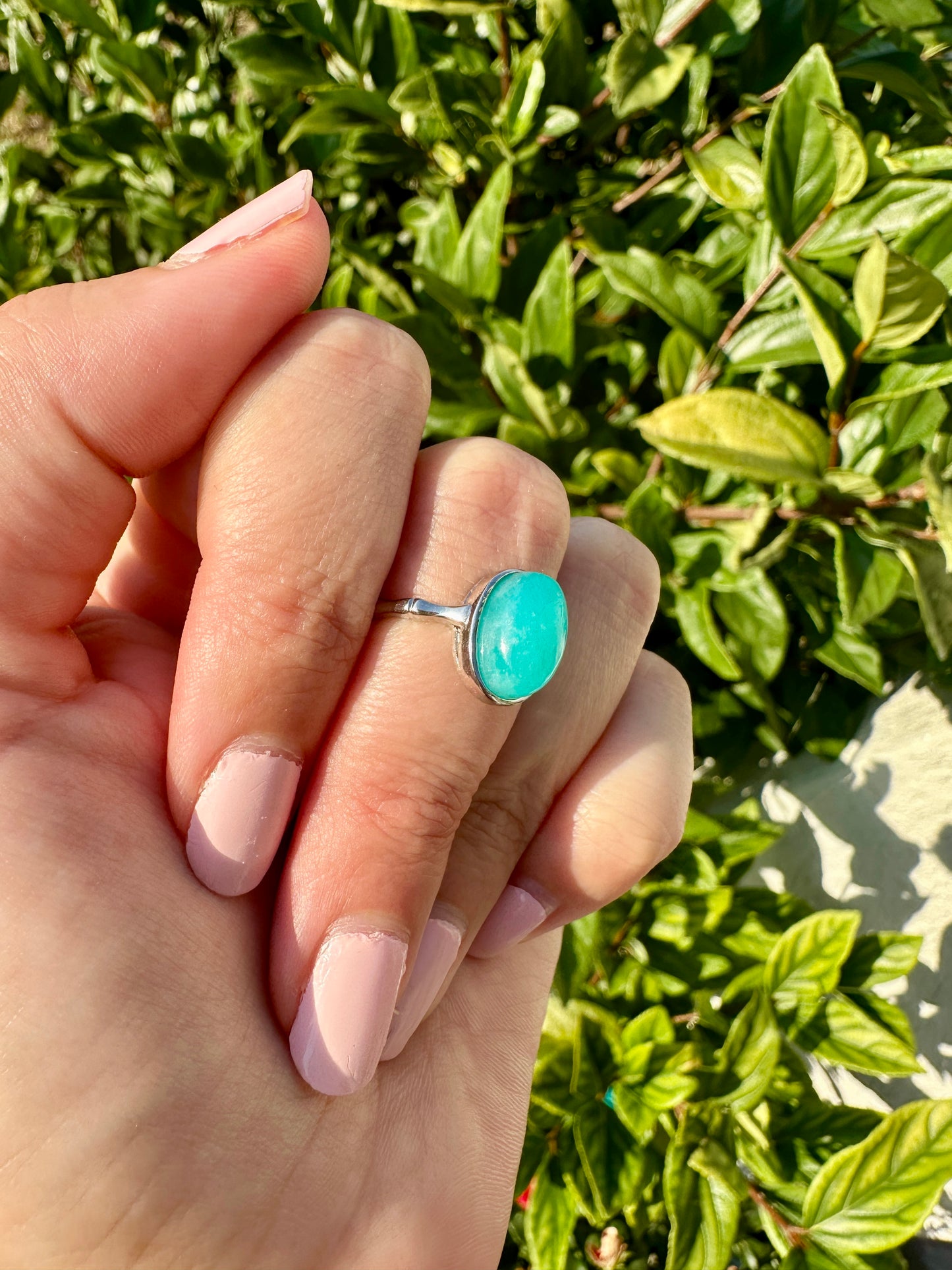 Stylish Amazonite Adjustable Silver Band Ring ā Natural Amazonite Gemstone ā Elegant Boho Jewelry ā Unique Gift for Her ā Fashion Statement Ring