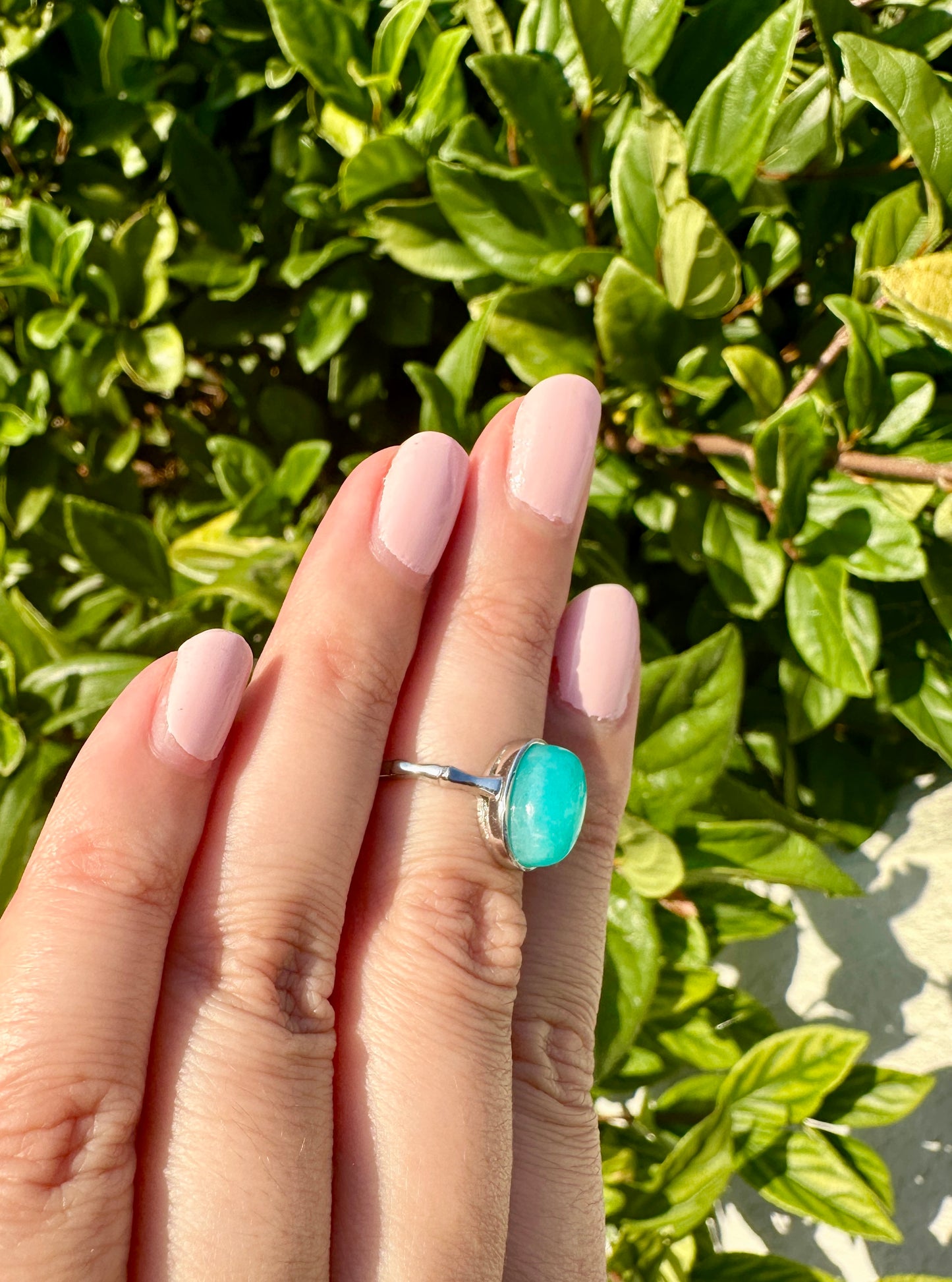 Stylish Amazonite Adjustable Silver Band Ring ā Natural Amazonite Gemstone ā Elegant Boho Jewelry ā Unique Gift for Her ā Fashion Statement Ring