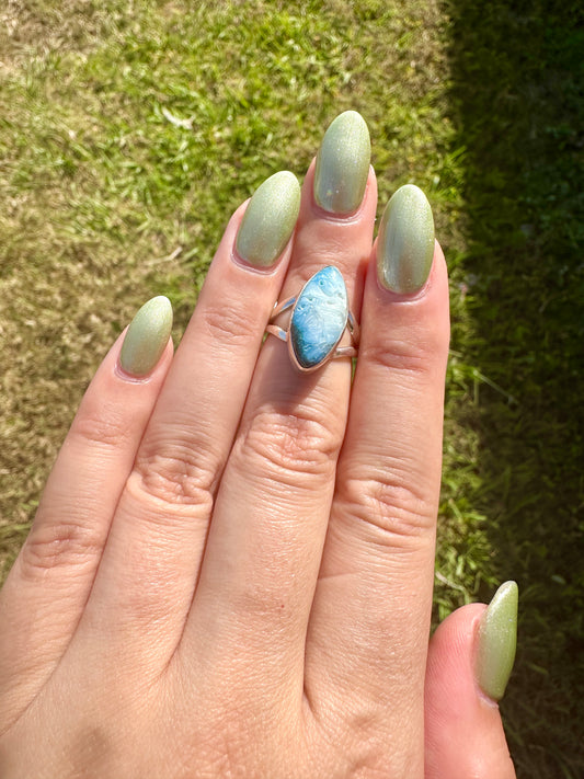 Sterling Silver Blue Ice Glacierite Ring Size 5