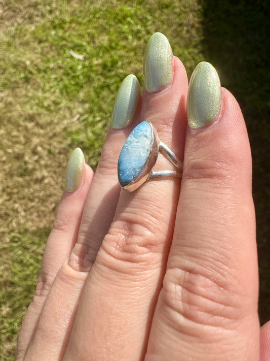 Sterling Silver Blue Ice Glacierite Ring Size 5