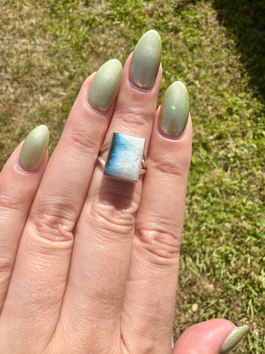 Sterling Silver Blue Ice Glacierite Ring Size 6