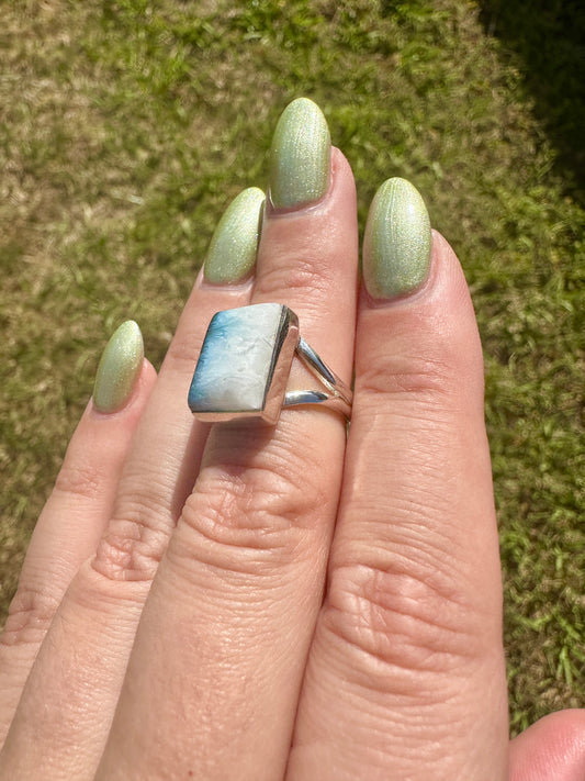 Sterling Silver Blue Ice Glacierite Ring Size 6