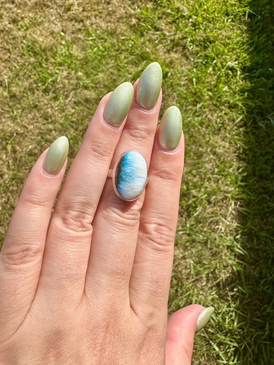 Sterling Silver Blue Ice Glacierite Ring Size 7