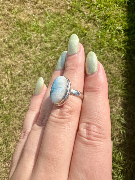Sterling Silver Blue Ice Glacierite Ring Size 7