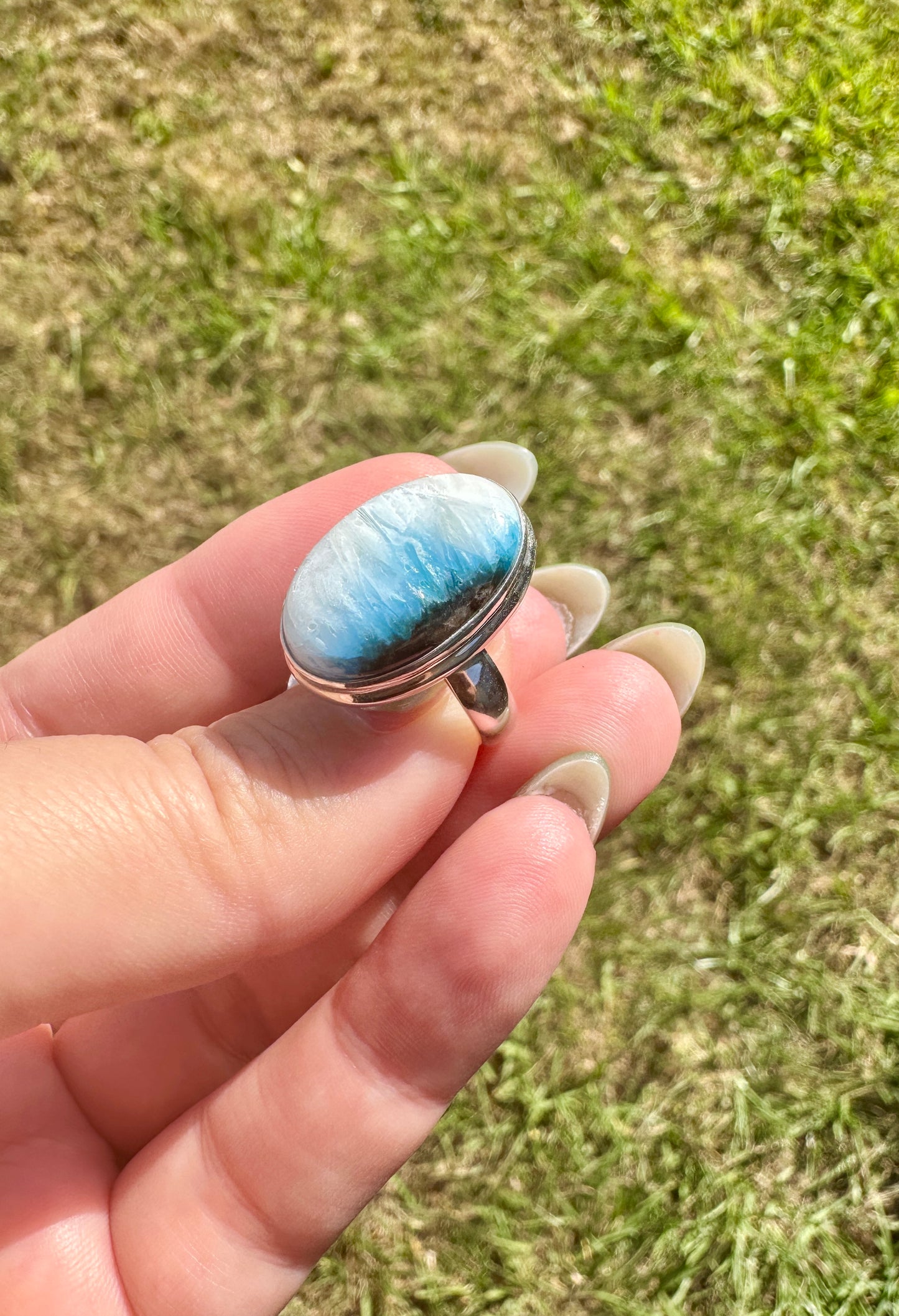 Sterling Silver Blue Ice Glacierite Ring Size 7