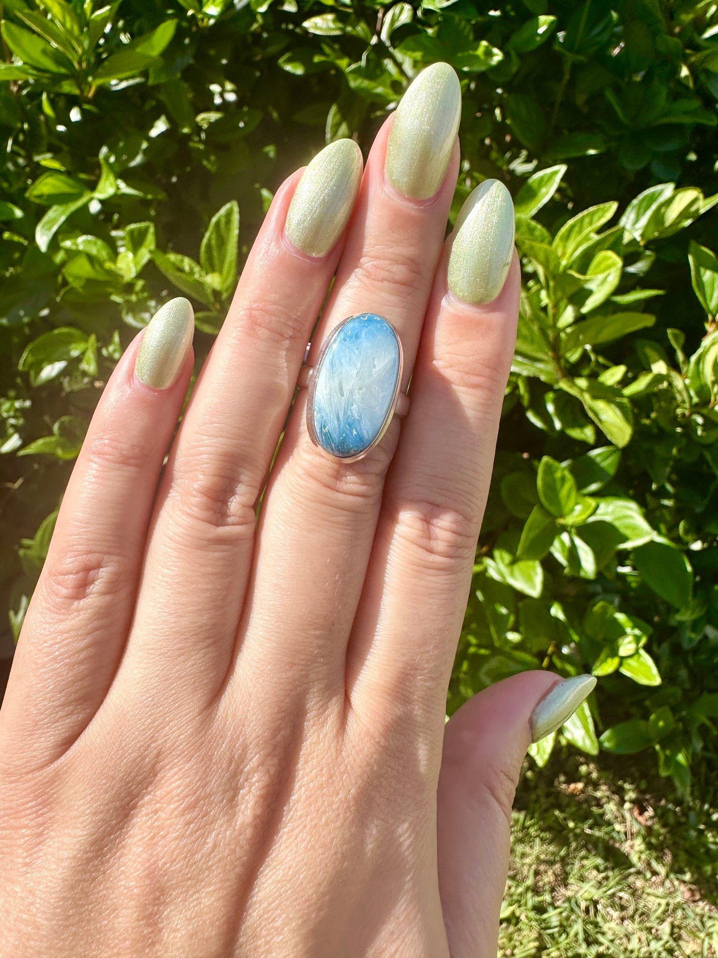 Sterling Silver Blue Ice Glacierite Ring Size 7
