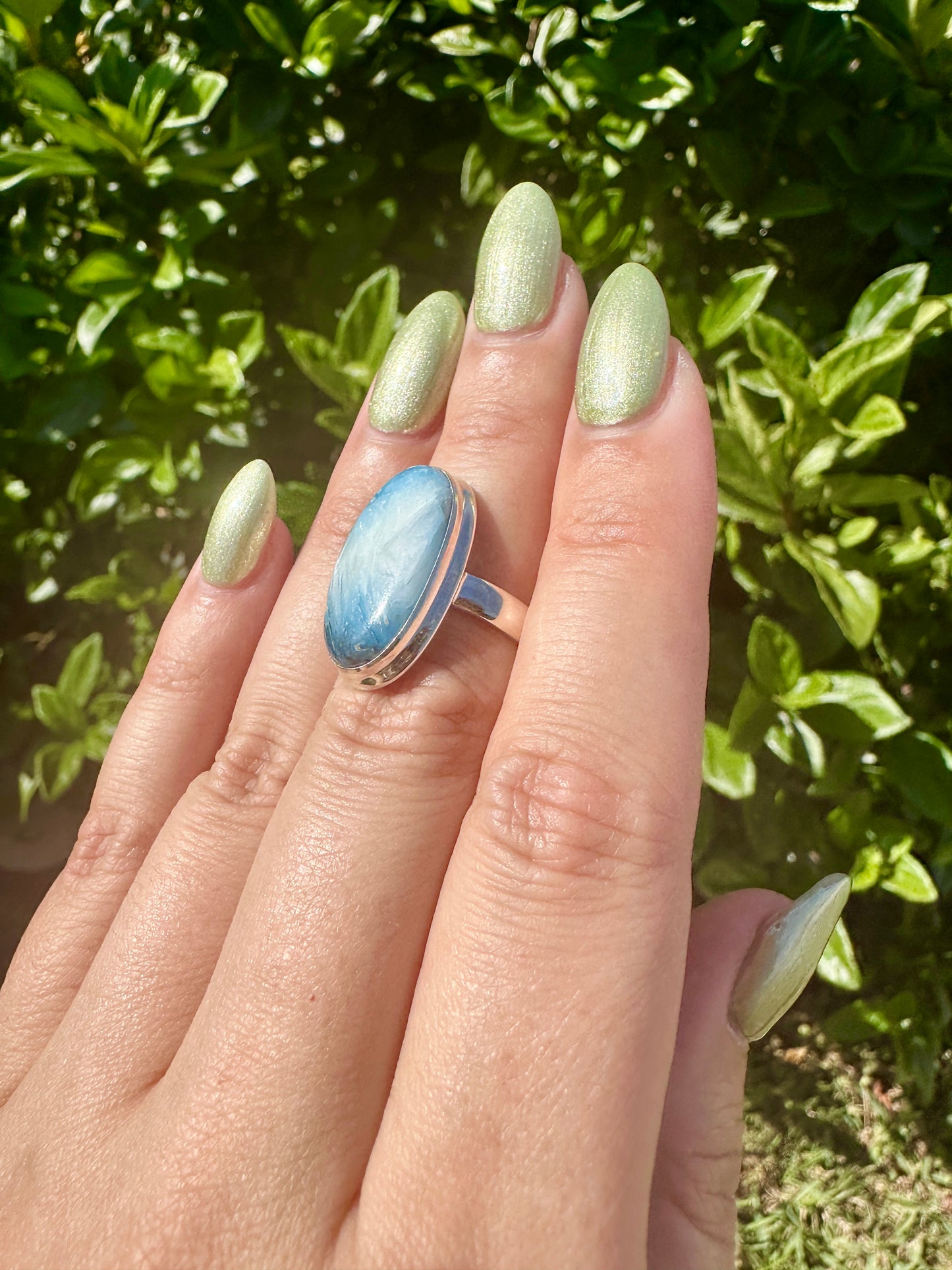 Sterling Silver Blue Ice Glacierite Ring Size 7