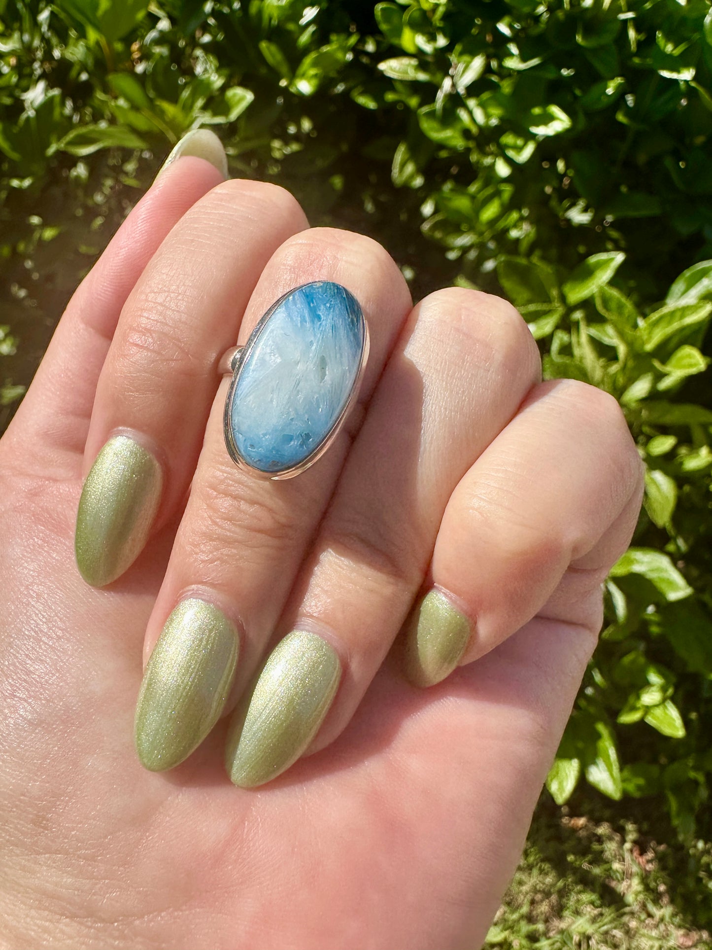 Sterling Silver Blue Ice Glacierite Ring Size 7