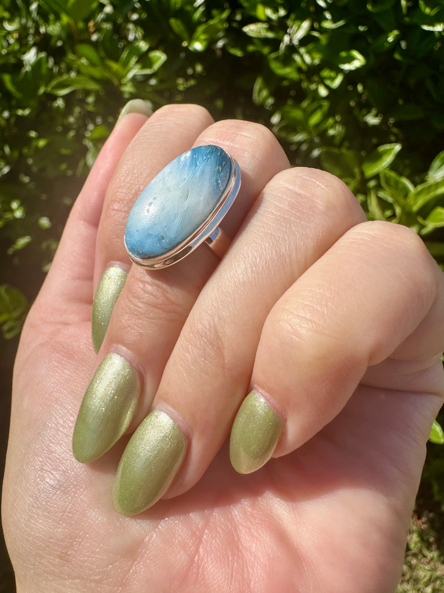 Sterling Silver Blue Ice Glacierite Ring Size 7