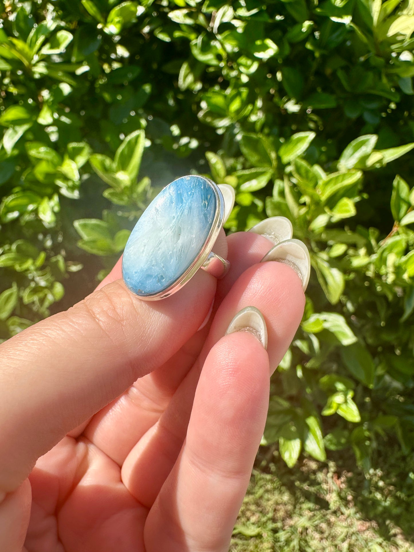 Sterling Silver Blue Ice Glacierite Ring Size 7