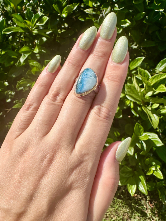Sterling Silver Blue Ice Glacierite Ring Size 7.75