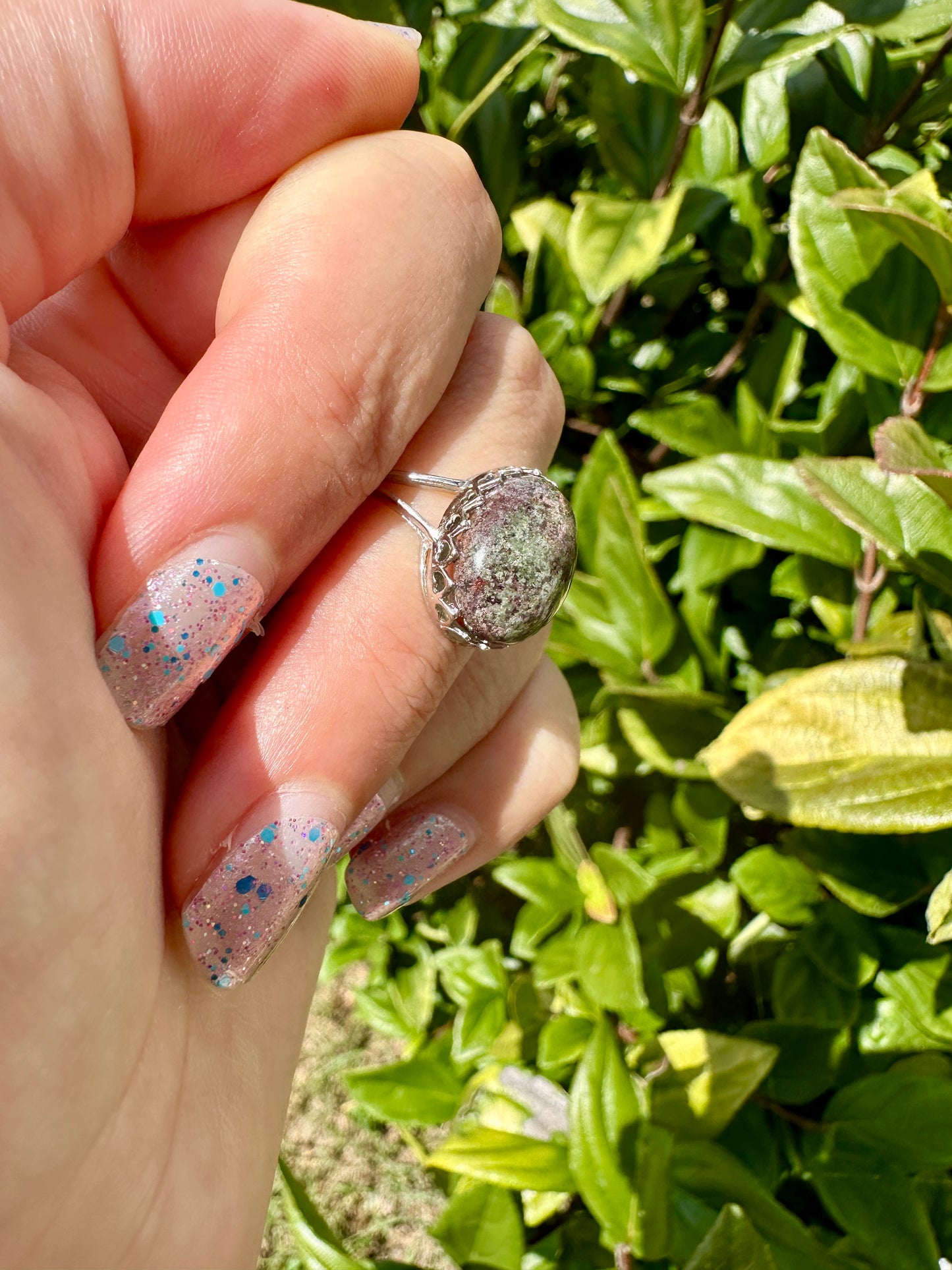 Sterling Silver Garden Quartz Adjustable Ring β Natural Gemstone Jewelry for Women β Perfect Gift for Her