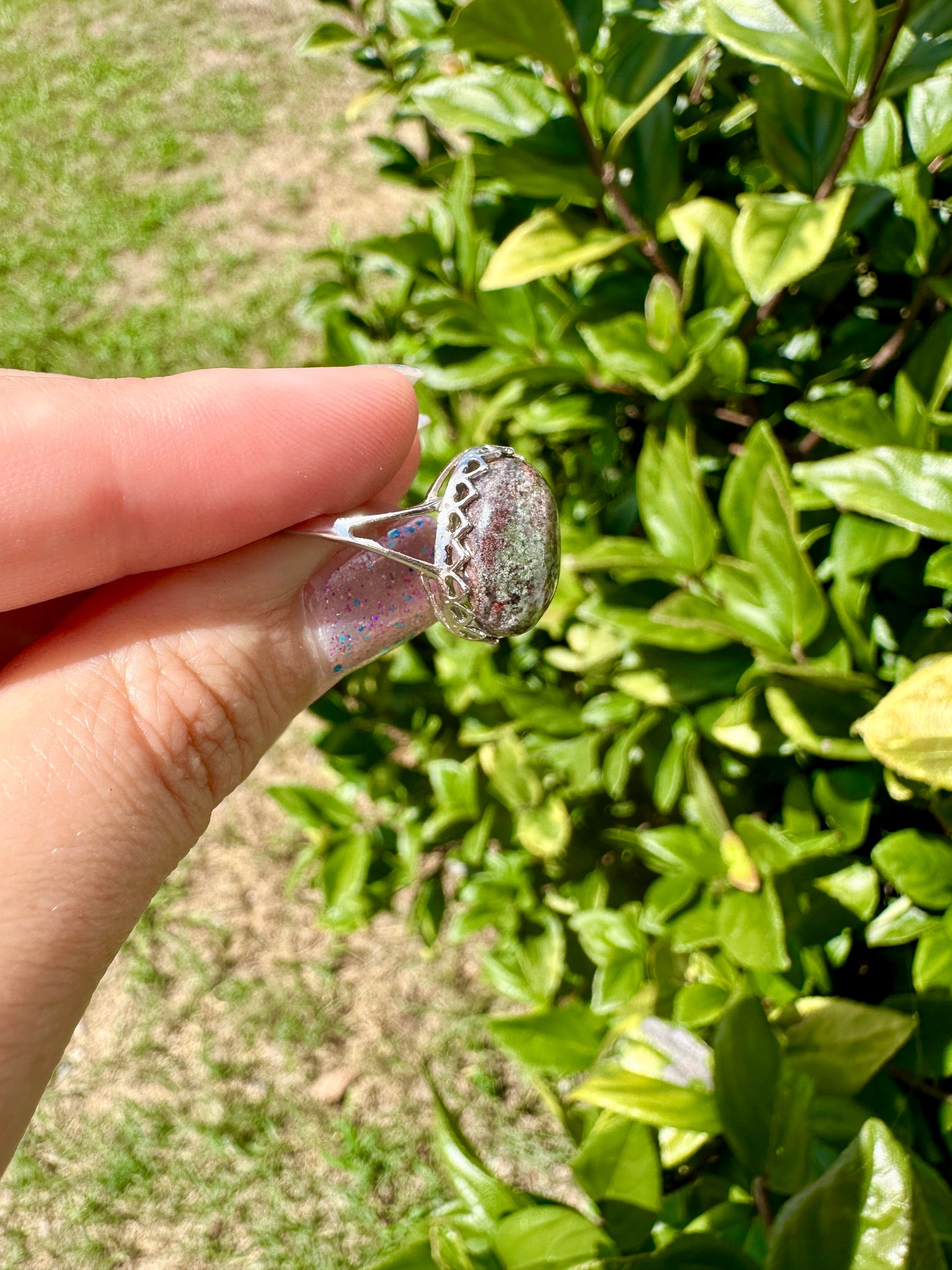 Sterling Silver Garden Quartz Adjustable Ring β Natural Gemstone Jewelry for Women β Perfect Gift for Her