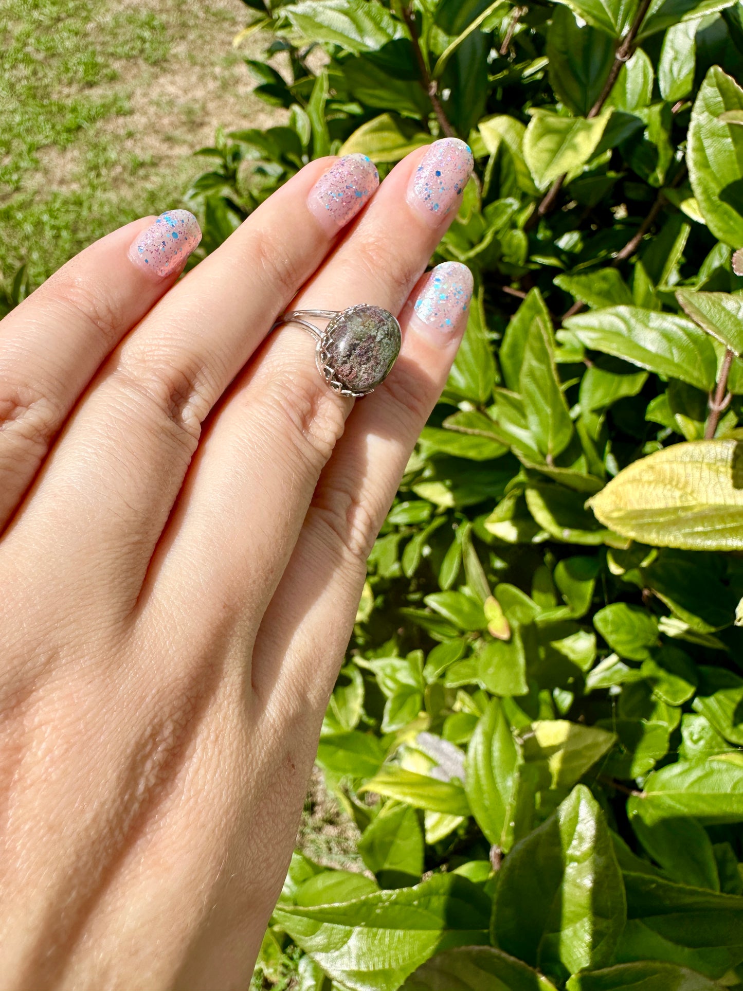 Sterling Silver Garden Quartz Adjustable Ring β Natural Gemstone Jewelry for Women β Perfect Gift for Her