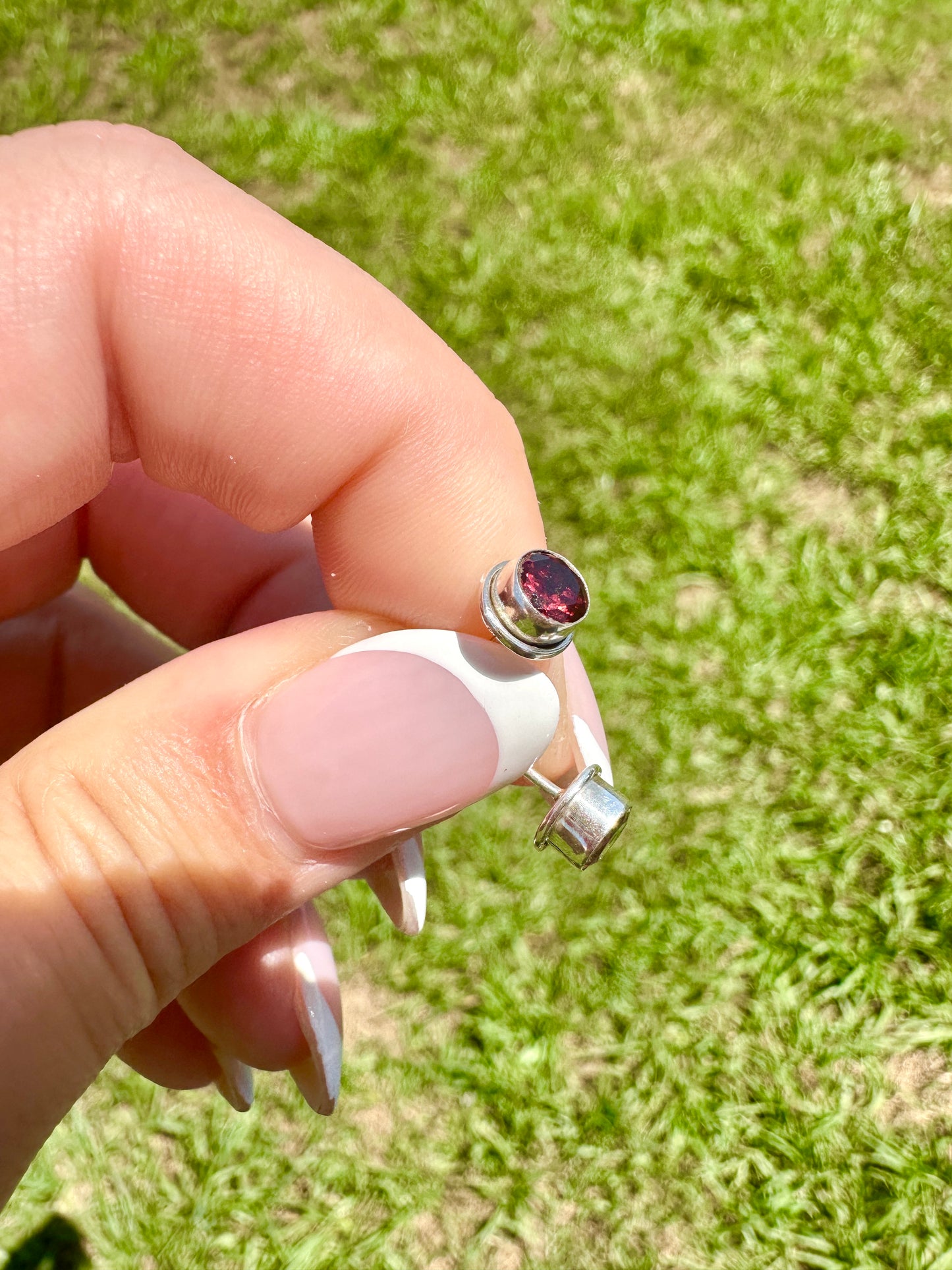 Sterling Silver Garnet Stud Earrings - Elegant Jewelry with Vibrant Garnet Gemstone for Timeless Beauty and Charm