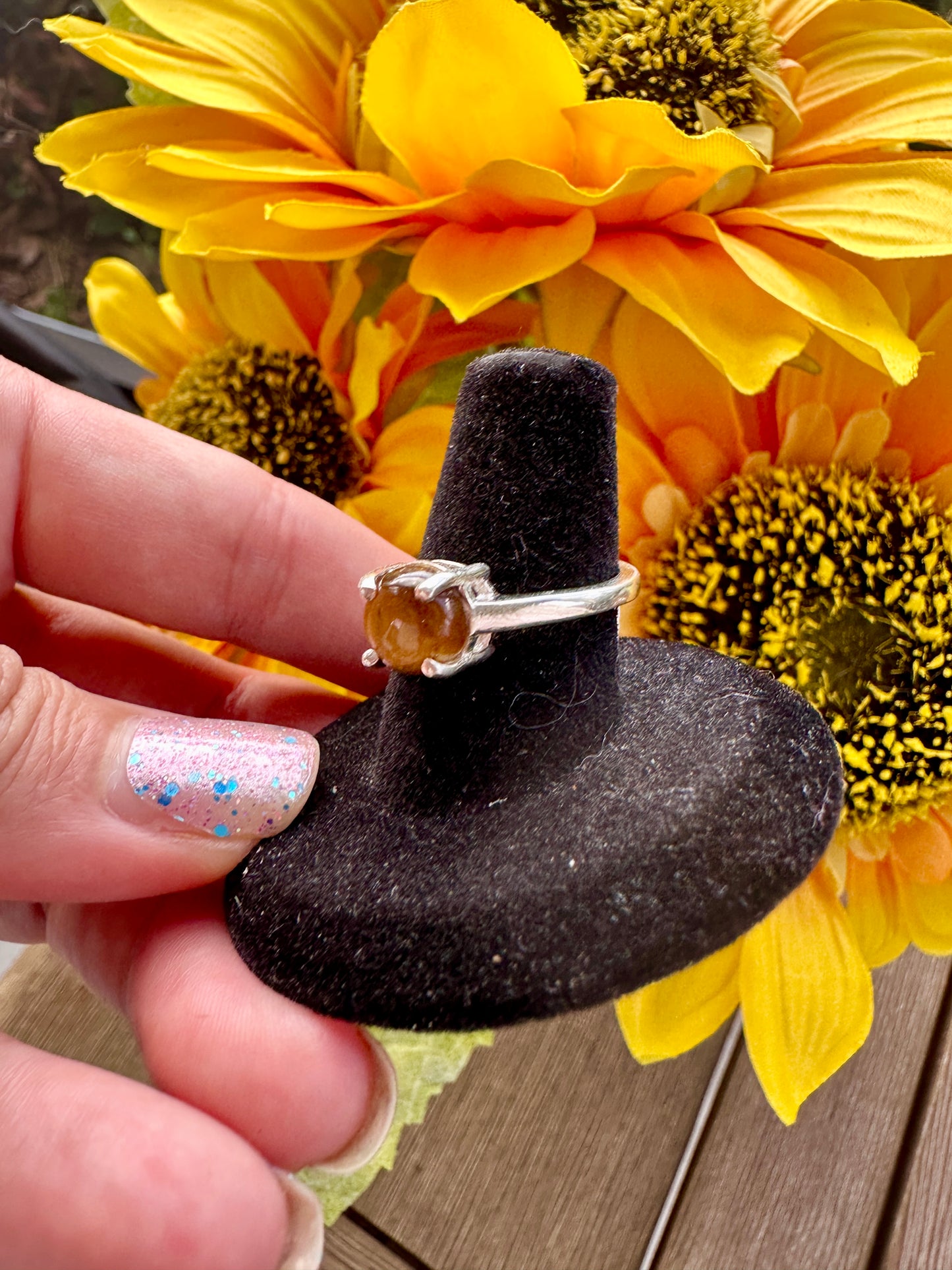 Sterling Silver Tiger's Eye Ring ā Size 9.25 ā Unique Gemstone Jewelry for Women