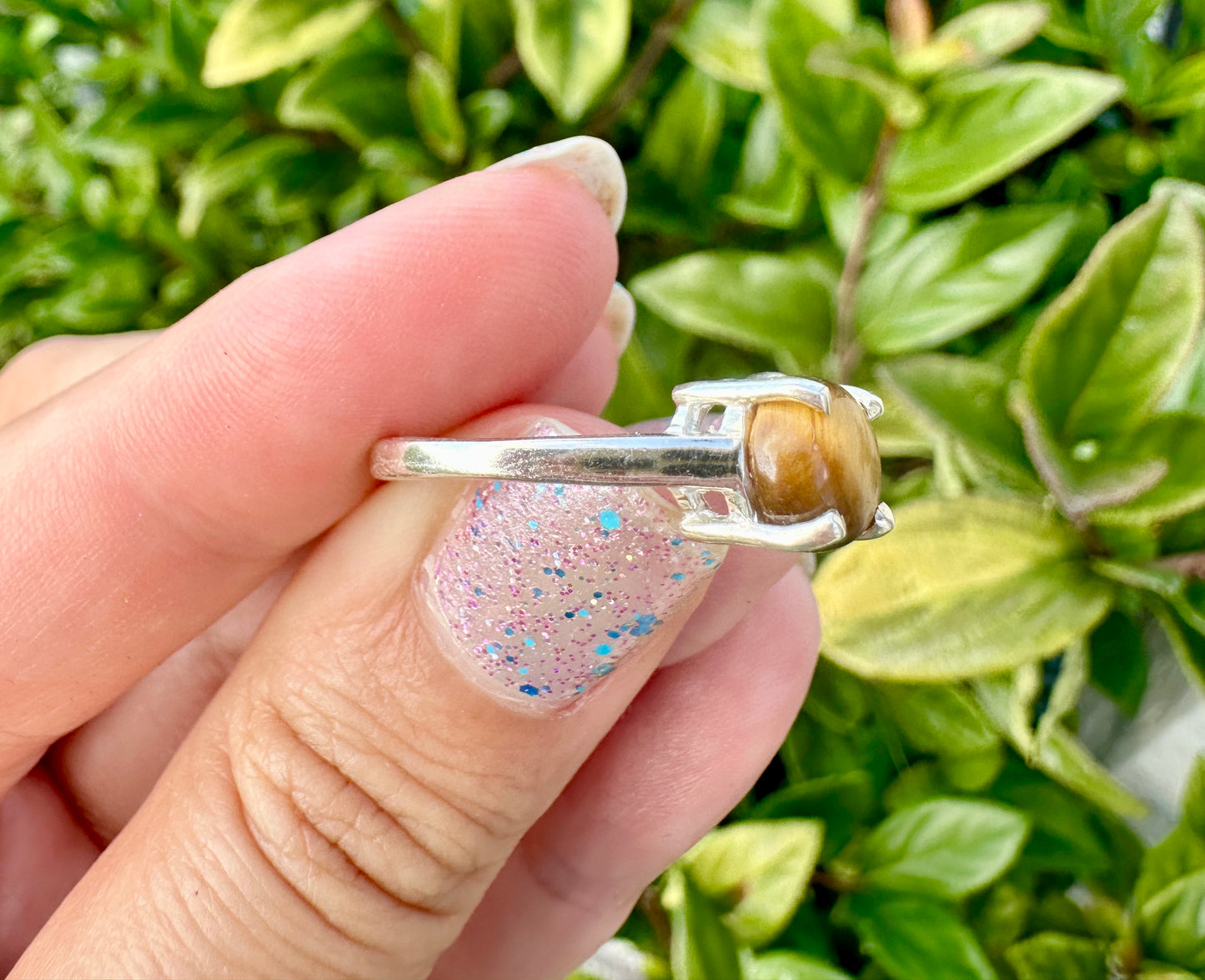 Sterling Silver Tiger's Eye Ring ā Size 9.25 ā Unique Gemstone Jewelry for Women