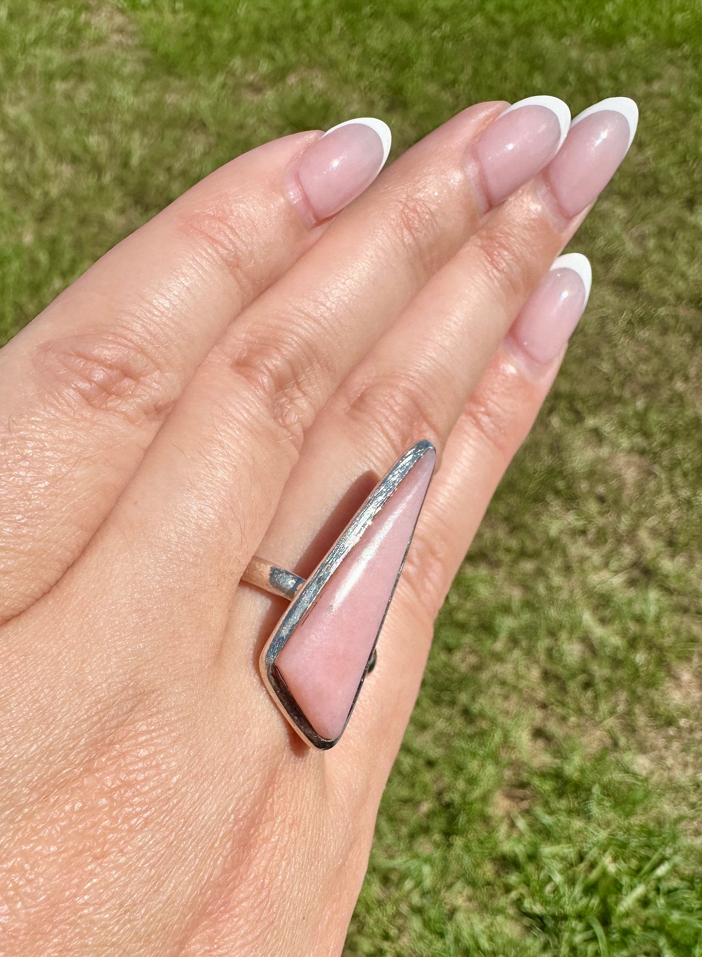 Pink Opal - Sterling Silver Size 12.25 Ring