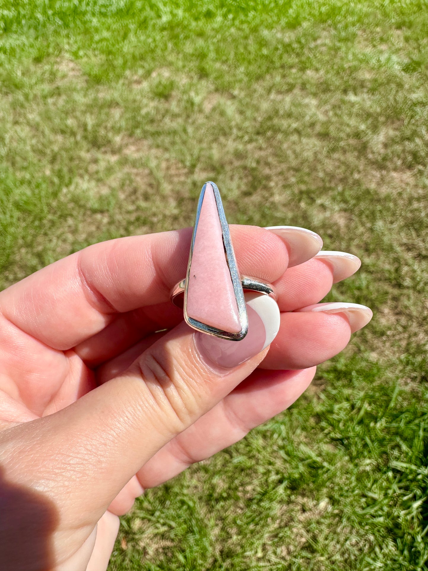 Pink Opal - Sterling Silver Size 12.25 Ring