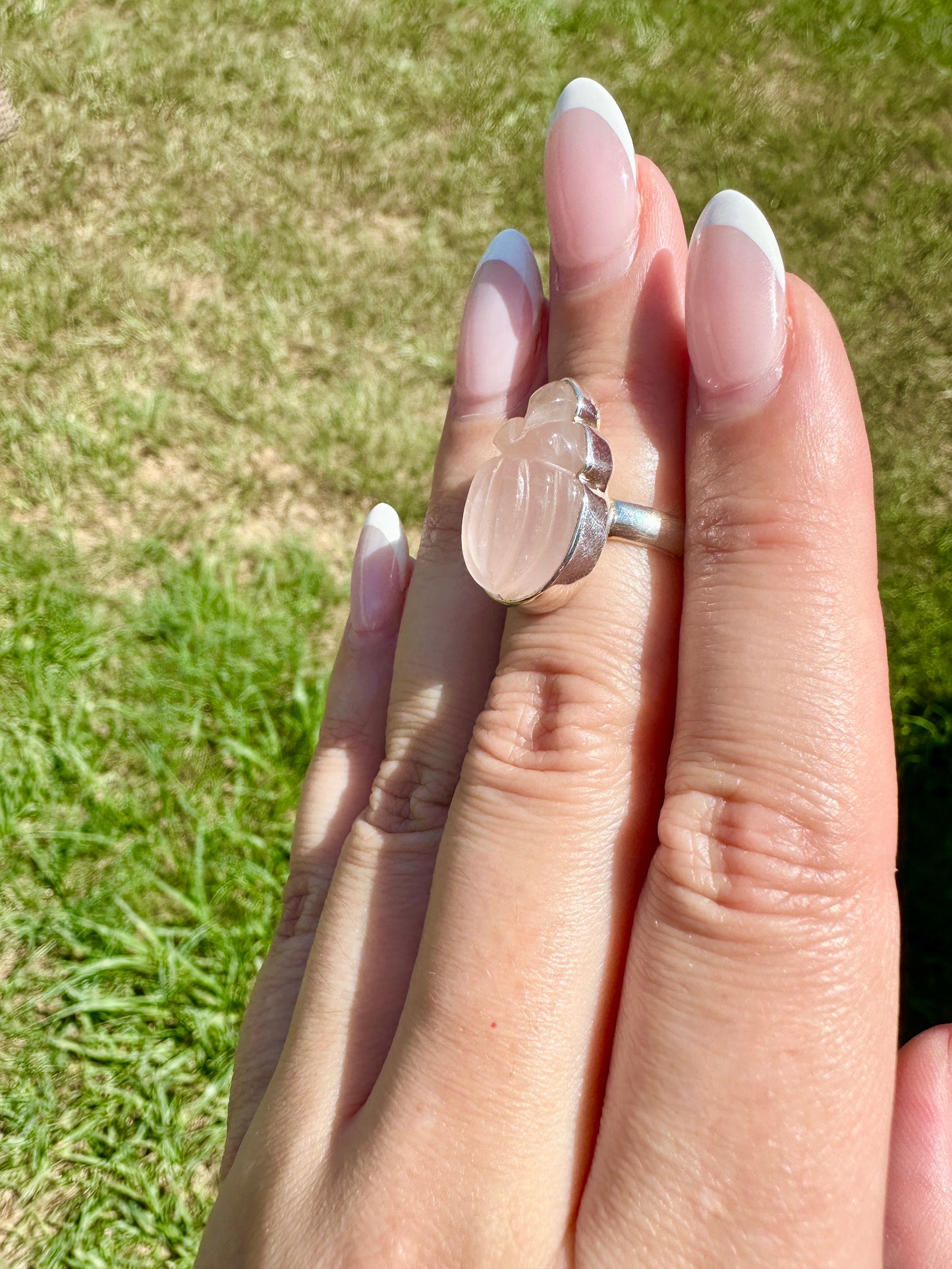 Rose Quartz - Sterling Silver Size 6 Ring
