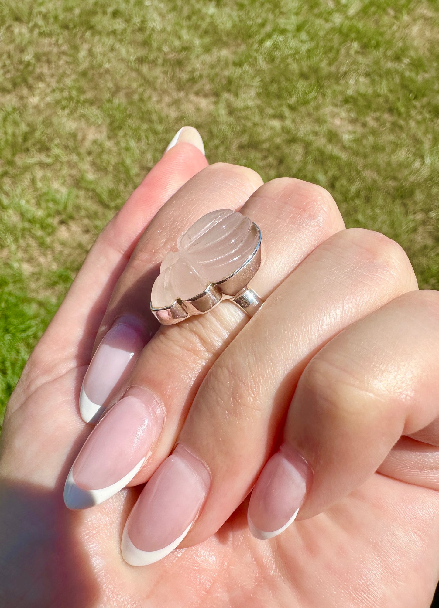 Rose Quartz - Sterling Silver Size 6 Ring