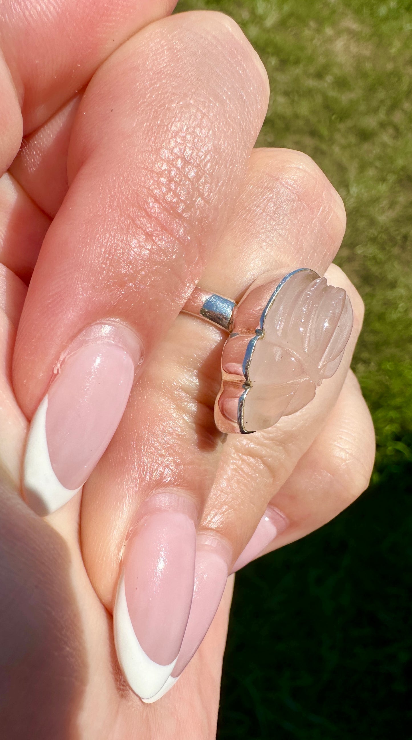Rose Quartz - Sterling Silver Size 6 Ring