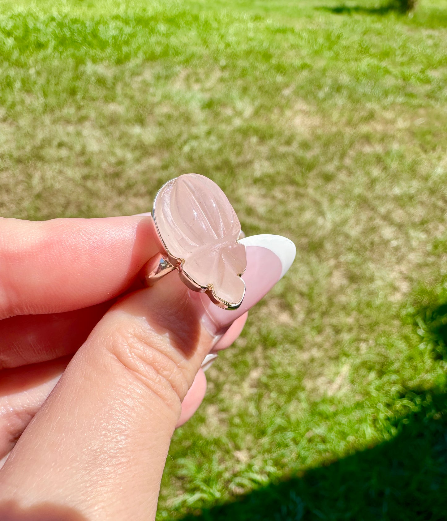 Rose Quartz - Sterling Silver Size 6 Ring