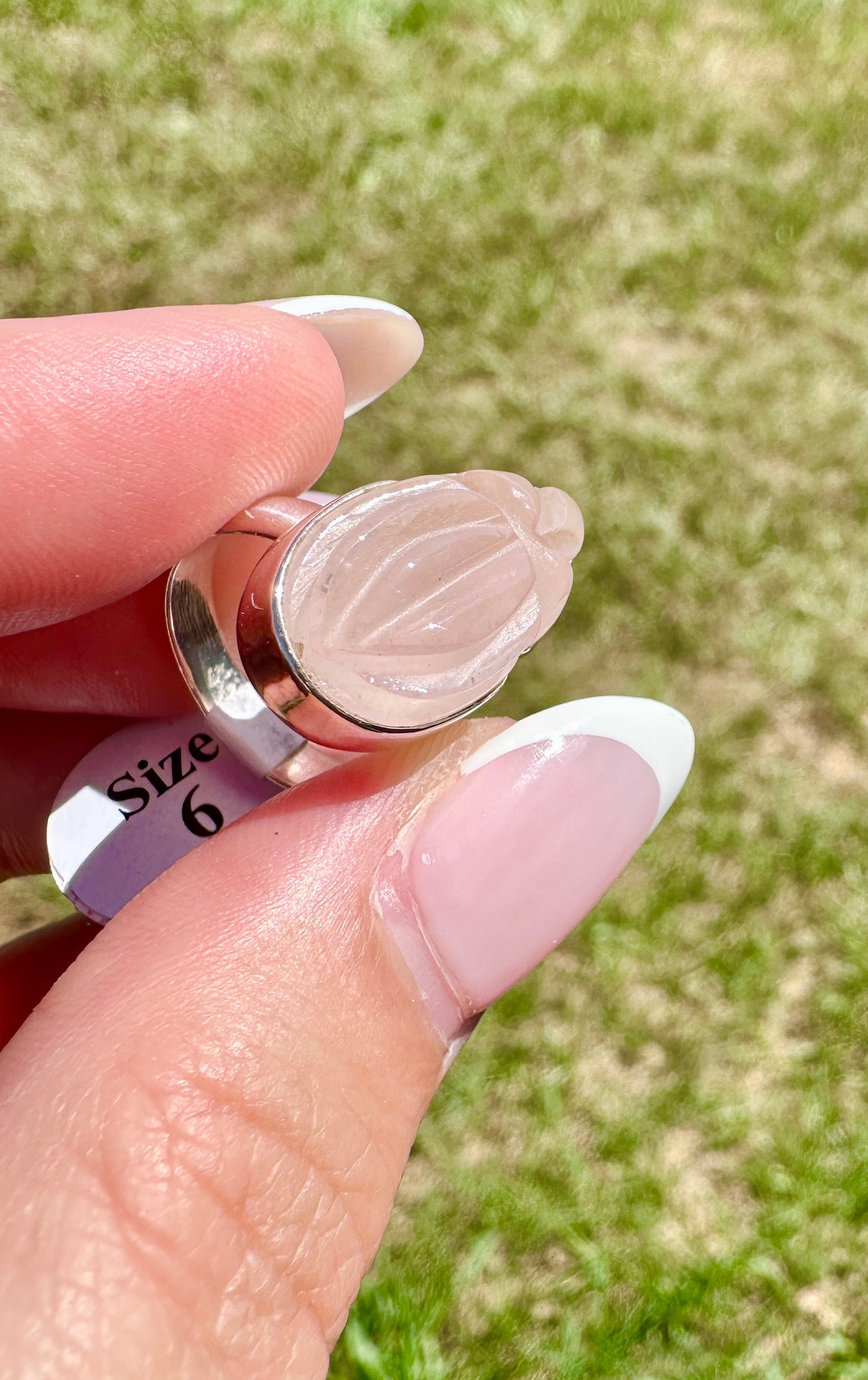 Rose Quartz - Sterling Silver Size 6 Ring