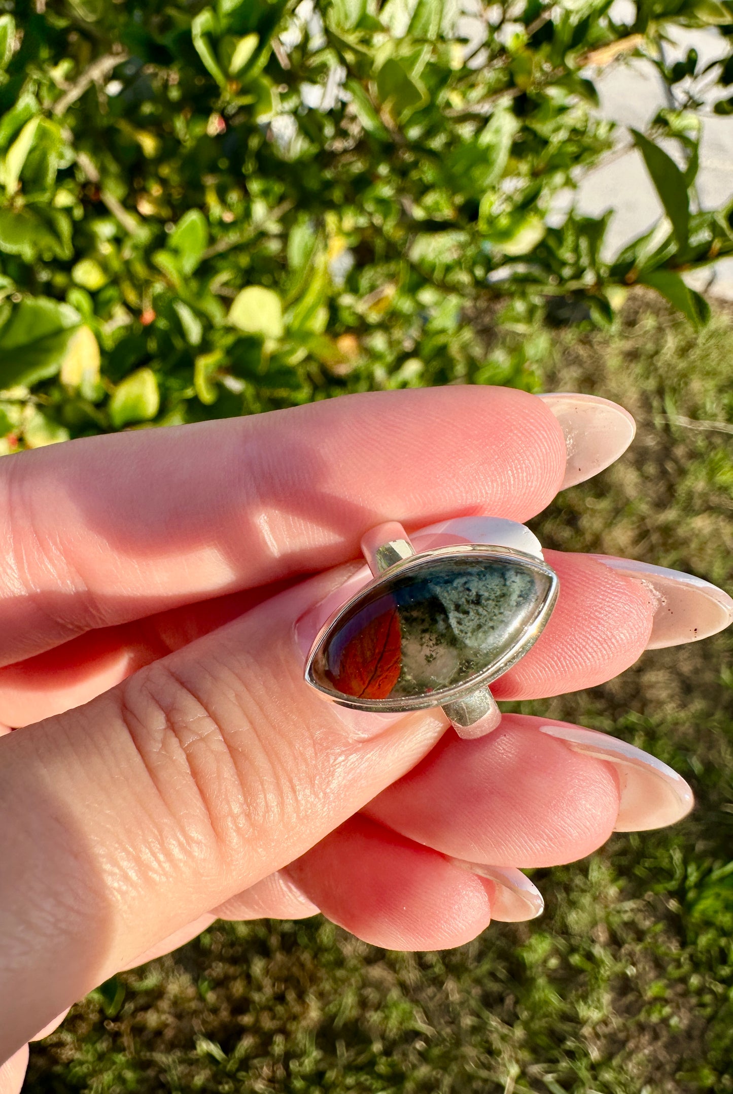 Sophisticated Size 6 Bloodstone Ring in Sterling Silver