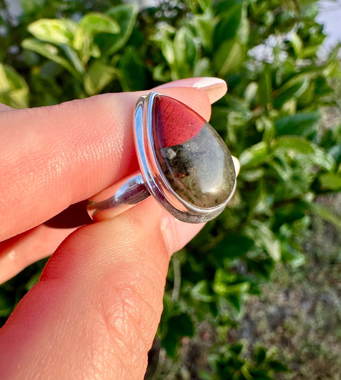 Sophisticated Size 8 Bloodstone Ring in Sterling Silver