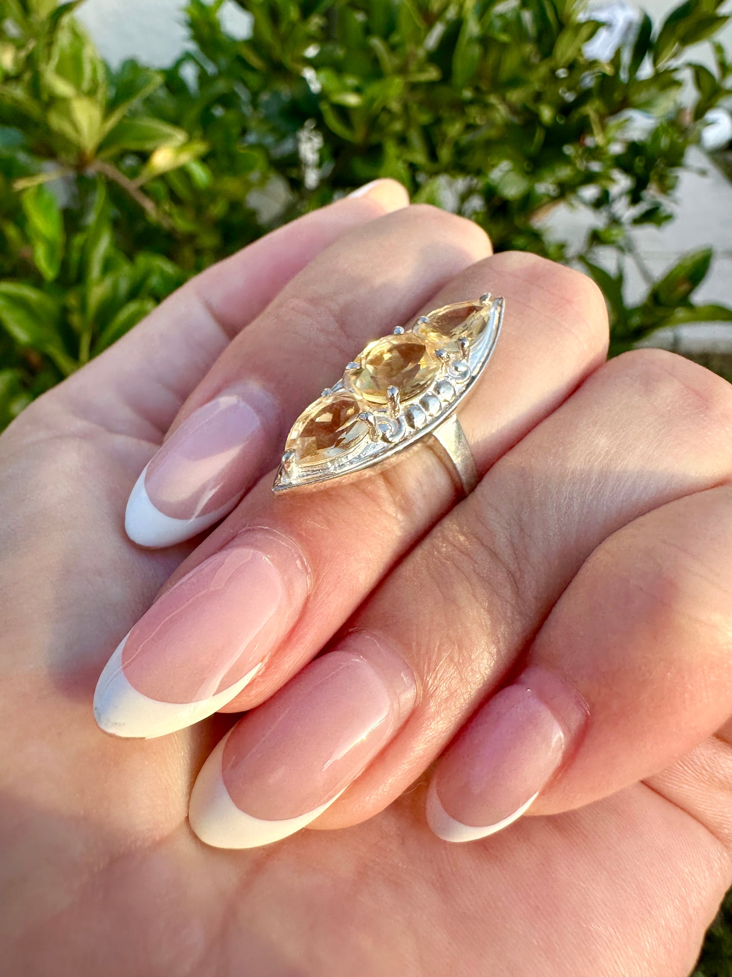 Citrine Sterling Silver Ring Size 5.25 - Elegant Jewelry for Prosperity and Joy