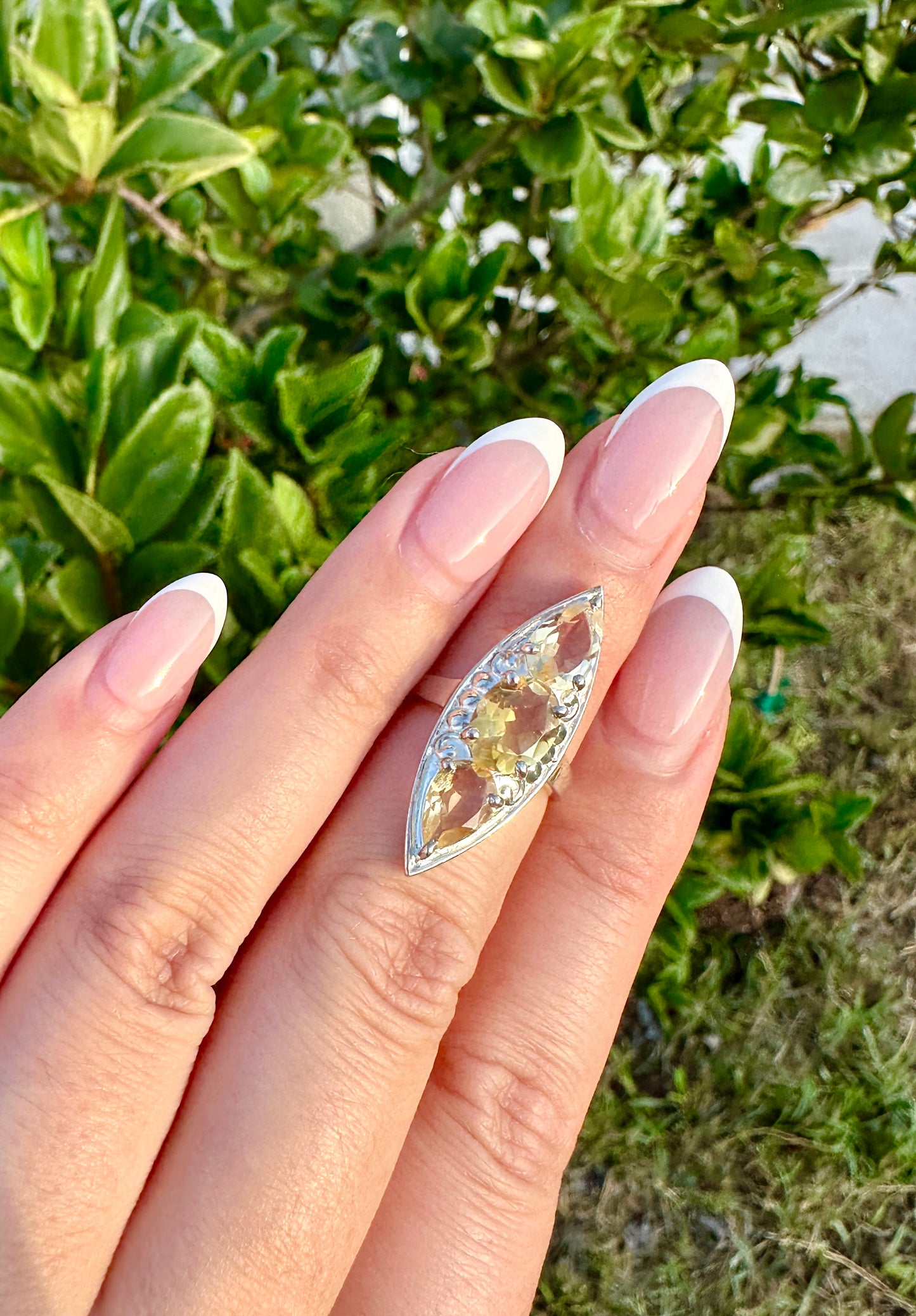 Citrine Sterling Silver Ring Size 5.25 - Elegant Jewelry for Prosperity and Joy